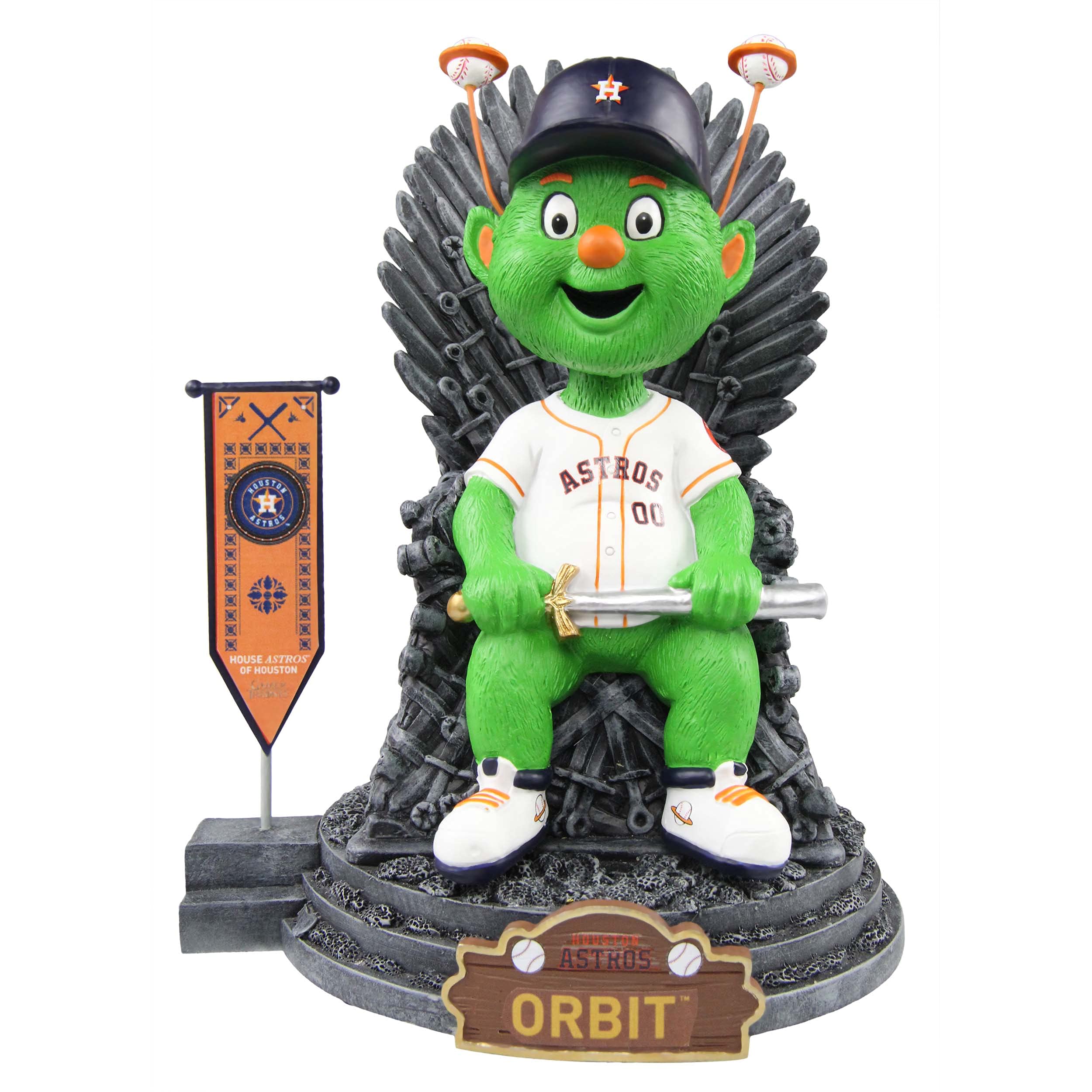 Houston Astros Game of Thrones Iron Throne Bobblehead - Official MLB Collectible for Baseball Fans & GOT Enthusiasts - Perfect for Home Decor, Office Display, and Sports Memorabilia Collections