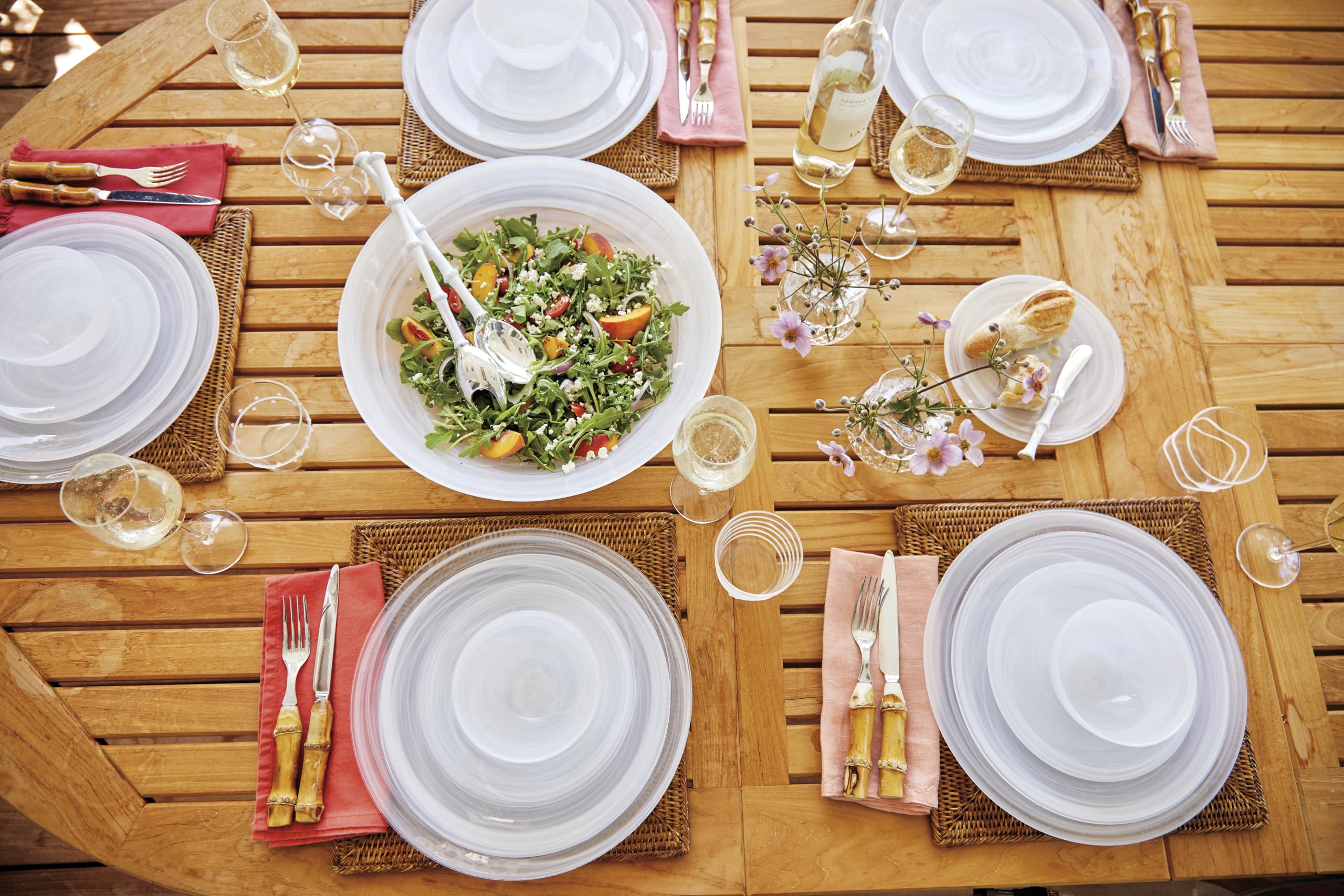 Mariposa Alabaster White Serving Bowl - Handmade in Turkey - Elegant Glass Tableware for Dining & Entertaining - Perfect for Salads, Desserts & Party Dishes