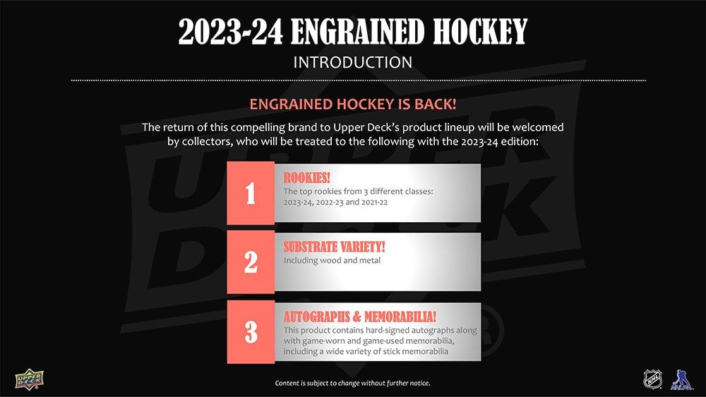 2023-24 Upper Deck Engrained Hockey Hobby Box - 10 Box Case | Premium NHL Trading Cards Collection for Collectors & Fans | Perfect for Trading, Gifting & Display