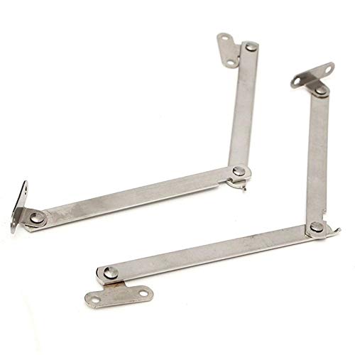 Stainless Steel Cabinet Hinges 2 Pack - Silver Lift Up Support Hinges for Folding Cabinet Doors, Heavy Duty Furniture Hinges for Kitchen Cabinets, Wardrobes & Storage Units