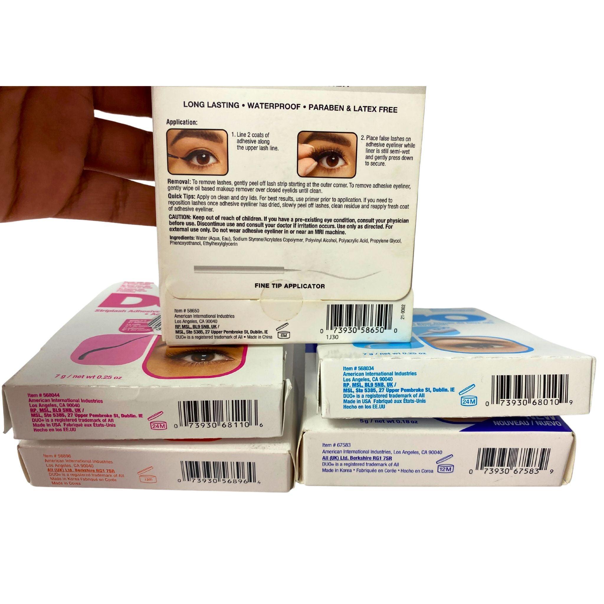 DUO Assorted Adhesive Mix - 100 Pcs Strip On, Brush On & Eyeliner Glue for False Lashes - Perfect for Professional Makeup, Cosplay and Daily Beauty Use