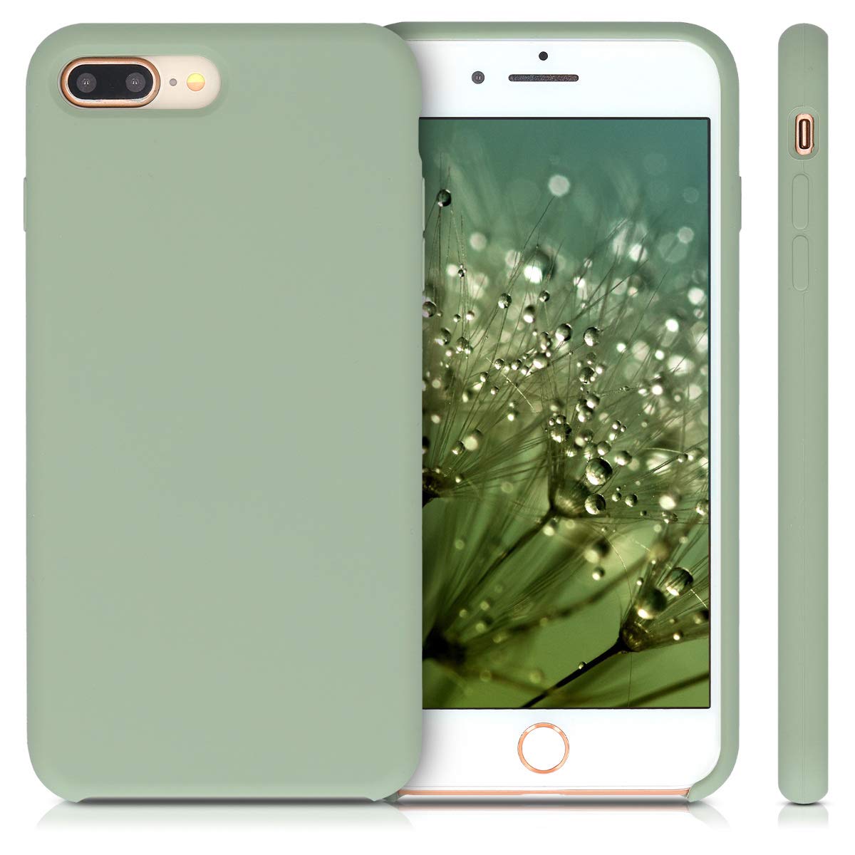 kwmobile Premium TPU Silicone Case for Apple iPhone 7 Plus/iPhone 8 Plus - Soft Protective Phone Cover in Gray Green - Perfect for Everyday Use & Drop Protection