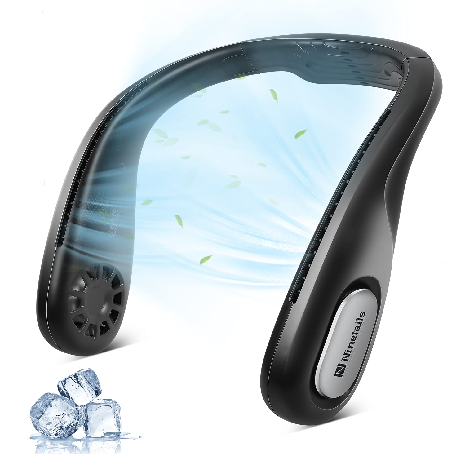 2024 Ninetails 6000mAh Rechargeable Portable Neck Fan - 360° Lightweight Hands-Free Personal Fan with 3 Speed Settings & Ultra Quiet Operation - Perfect for Office, Gym, Travel, Hiking and Outdoor Activities