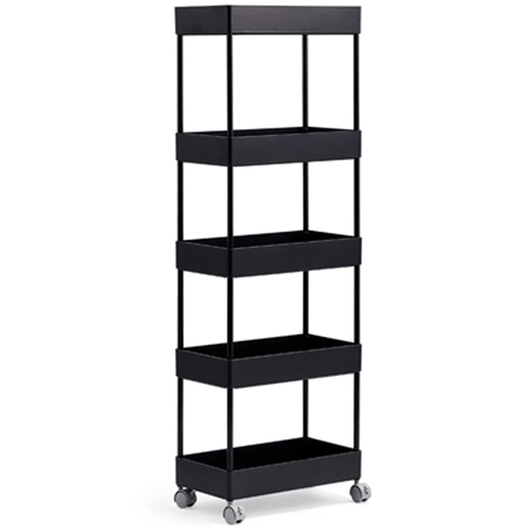 3/4/5 Tier Slim Rolling Storage Cart with Wheels - Mobile Kitchen & Bathroom Organizer for Art Supplies, Sink Accessories & Home Organization | Perfect for Small Spaces, Closet Storage & Office Use
