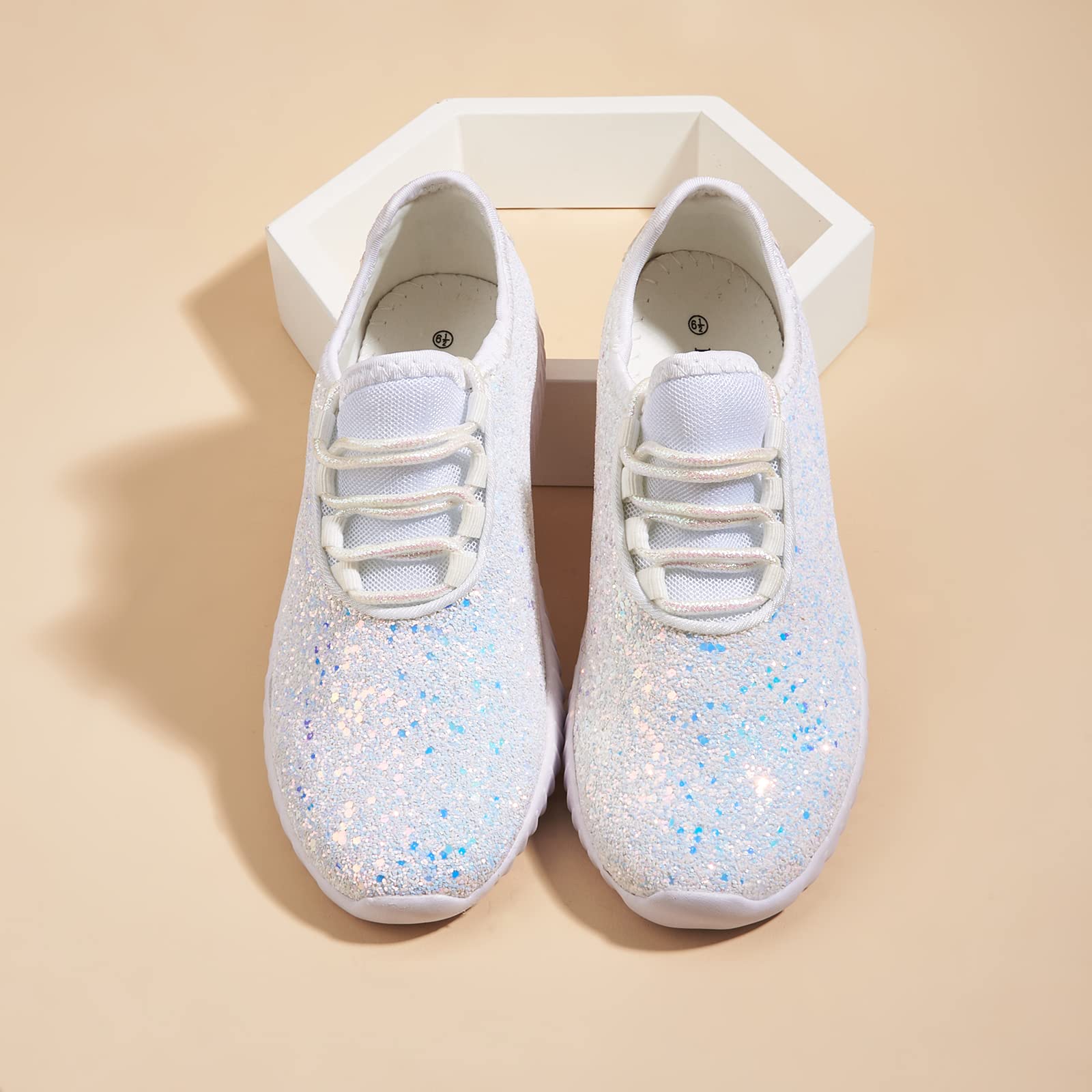 Women's Fashion Glitter Slip-On Sneakers - Lightweight Running, Tennis & Walking Shoes for Casual Wear, Gym & Everyday Use