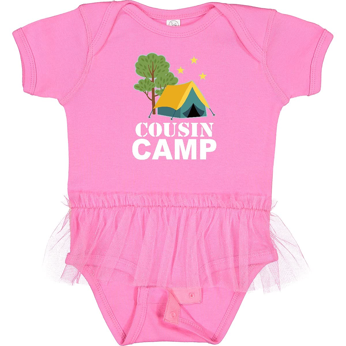 Inktastic Cousin Camp Apparel - Cute Camping Infant Tutu Bodysuit for Baby Girls | Perfect for Family Reunions, Outdoor Adventures & Photo Shoots