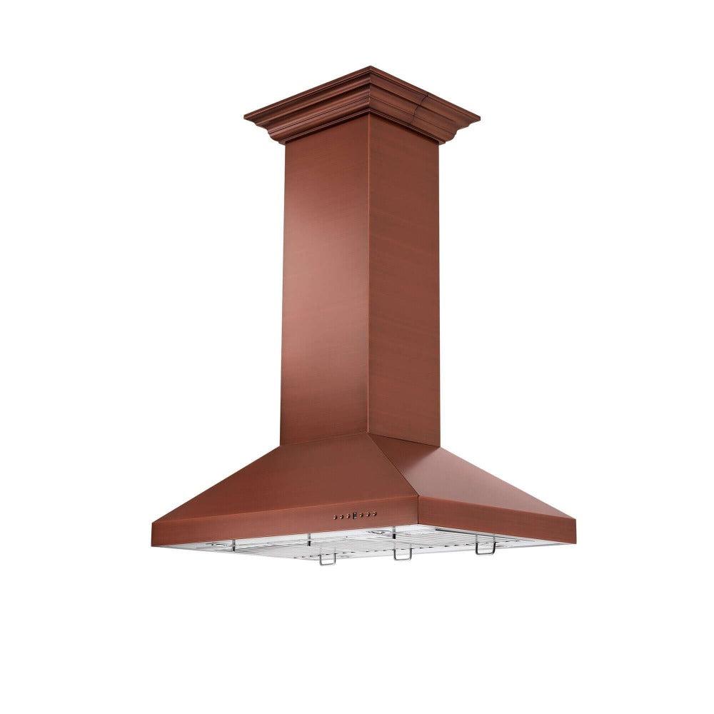 ZLINE 36 Inch Designer Series Copper Island Mount Range Hood (8KL3iC 36) - Premium Kitchen Ventilation for Modern Homes, Perfect for Open Concept Kitchens and Cooking Areas