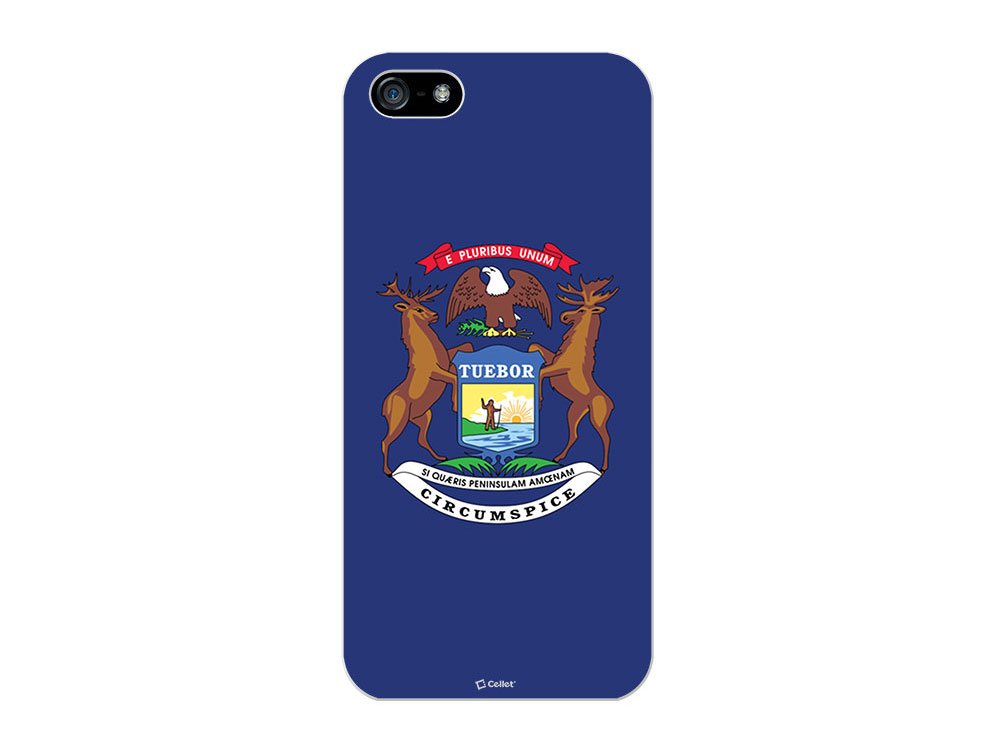 Cellet Proguard Protective Case with Michigan Flag Design for Apple iPhone 5 - White | Durable Slim Cover for Everyday Use & Travel