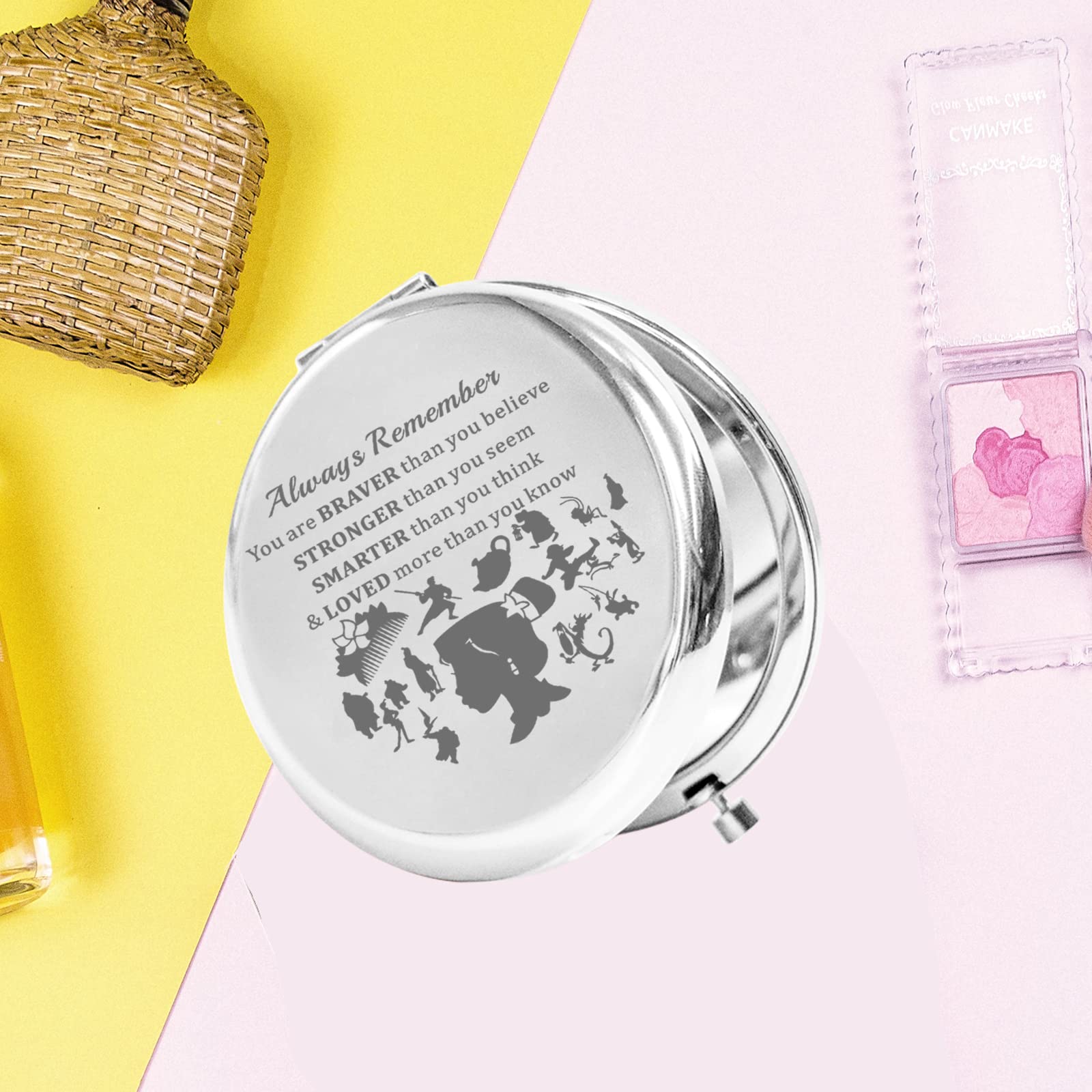 KEYCHIN Heronine Princess & Dragon Themed Pocket Mirror - Inspirational Compact Makeup Mirror with 'You Are Braver Stronger Smarter' Quote | Perfect Gift for Fantasy Fans, Cosplay Lovers & Daily Makeup Touch-Ups (MLAN Mirror-S)