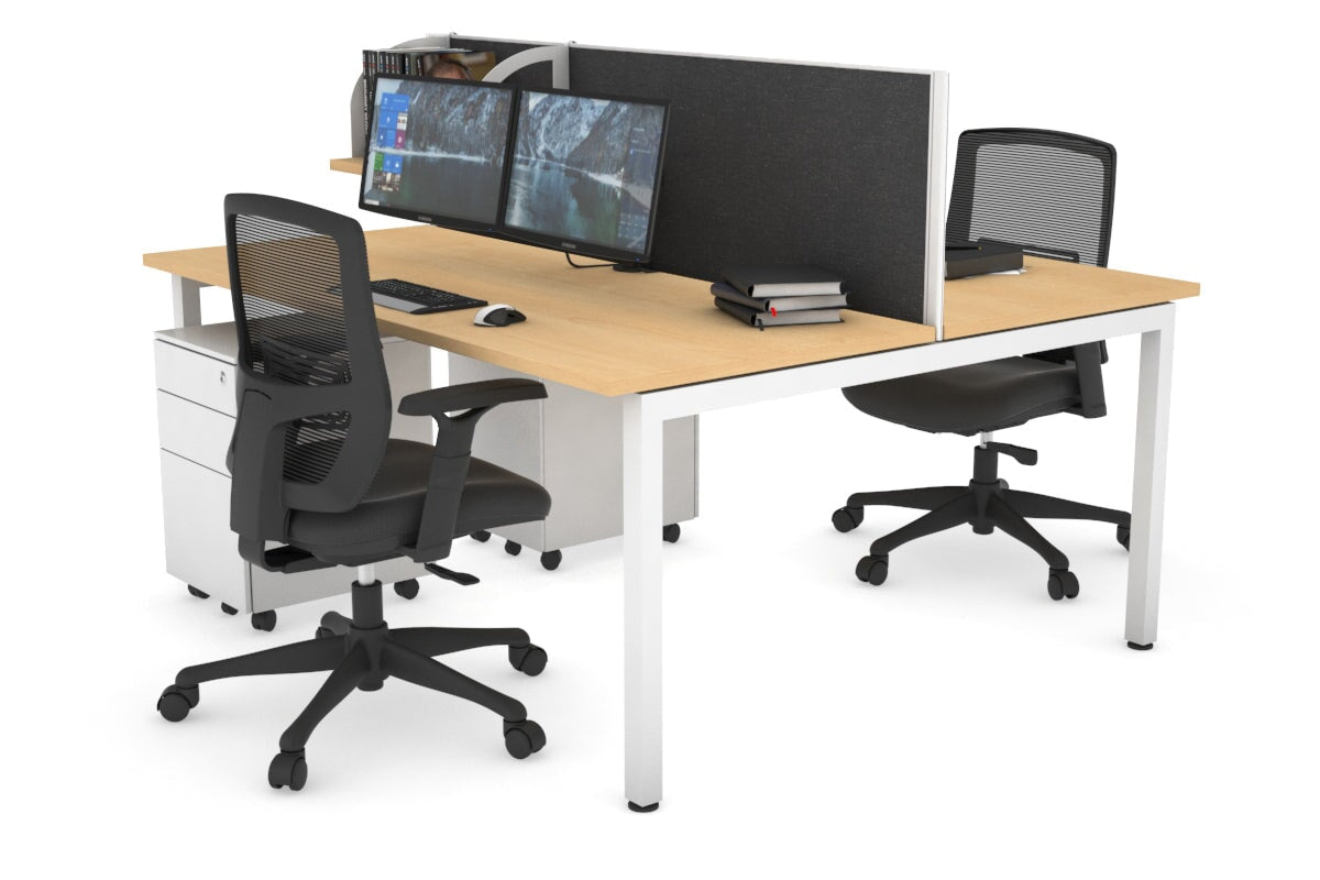 Quadro Square Legs 2 Person Office Workstation Desk - 1200L x 700W Modern Shared Workspace Solution for Home & Business Offices