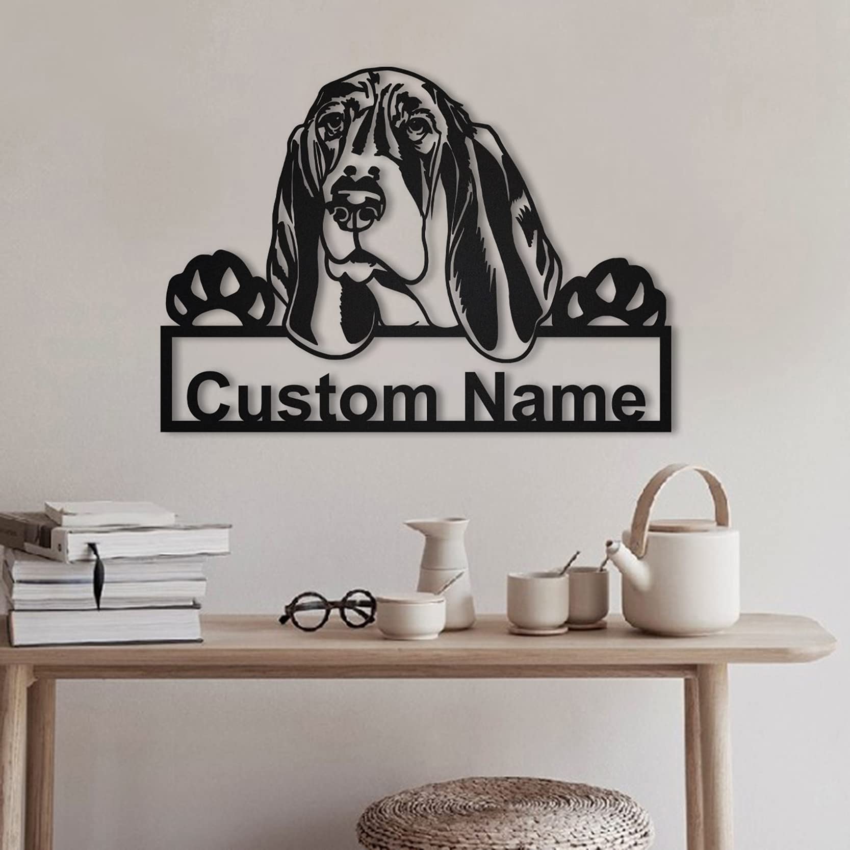 Custom Basset Hound Metal Sign - Personalized Dog Wall Art Decor | Funny Basset Hound Gift for Pet Lovers | Unique Animal-Themed Home & Office Decoration | Perfect for Living Room, Bedroom or Man Cave