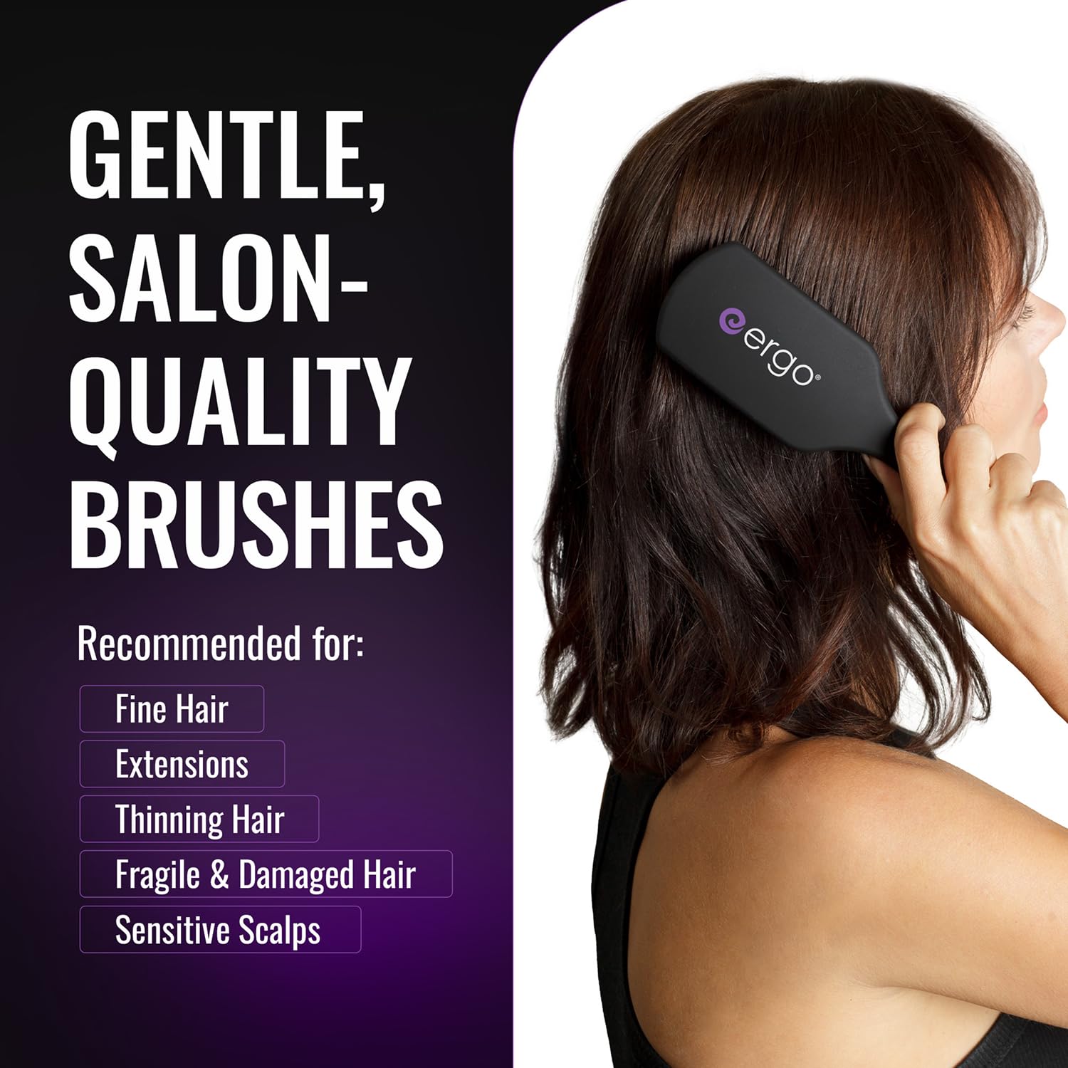 Ergo Super Gentle Mini Paddle Brush for Blow Drying - Detangling Hair Brush for Women with Thick, Thin, Curly or Wet Hair - Dual Function Hairbrush for Smooth Styling & Easy Detangling - Perfect for Home Use, Travel & Salon Styling - ERG750