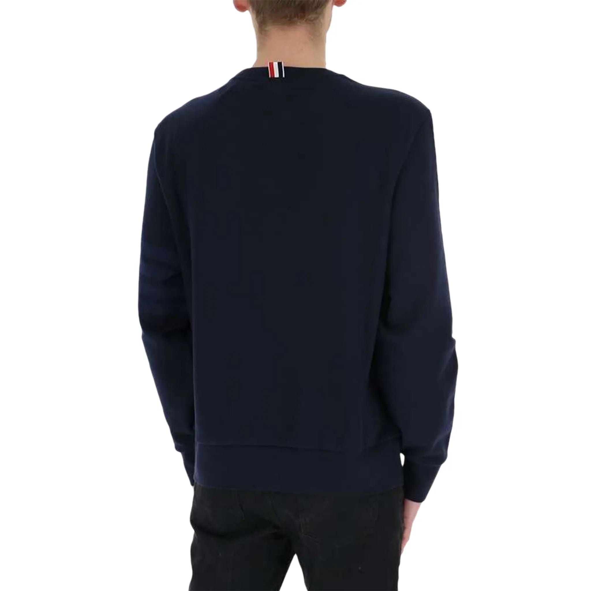 Thom Browne Classic Loopback 4-Bar Tonal Relaxed Navy Blue Sweatshirt for Men | Premium Cotton Casual Pullover | Perfect for Streetwear, Lounge & Everyday Wear