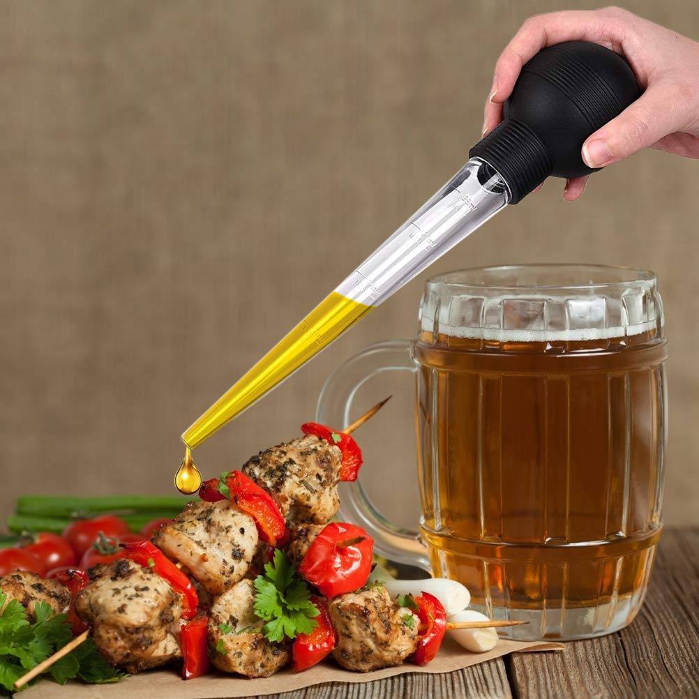 Turkey Baster Syringe with Cleaning Brush - Large Cooking Oil Dropper for Turkey, Chicken, Beef, Pork - Perfect for BBQ, Grilling & Basting Meats