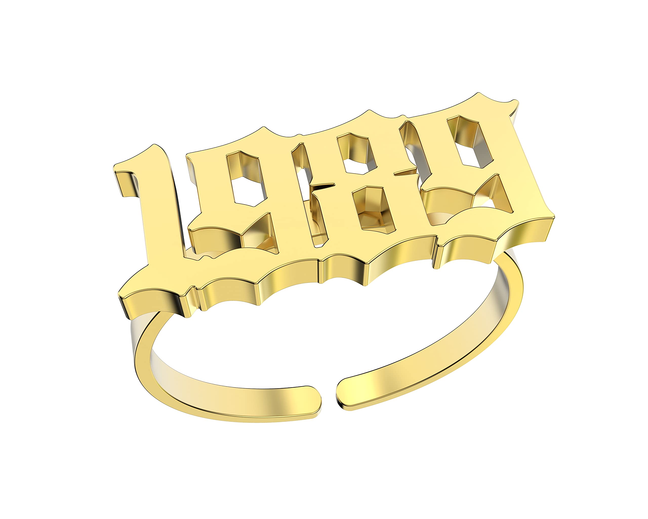 Haobase Stainless Steel Birth Year Rings for Women & Men - Adjustable Gold Wedding Band Jewelry - Perfect for Anniversaries, Engagements & Gifts
