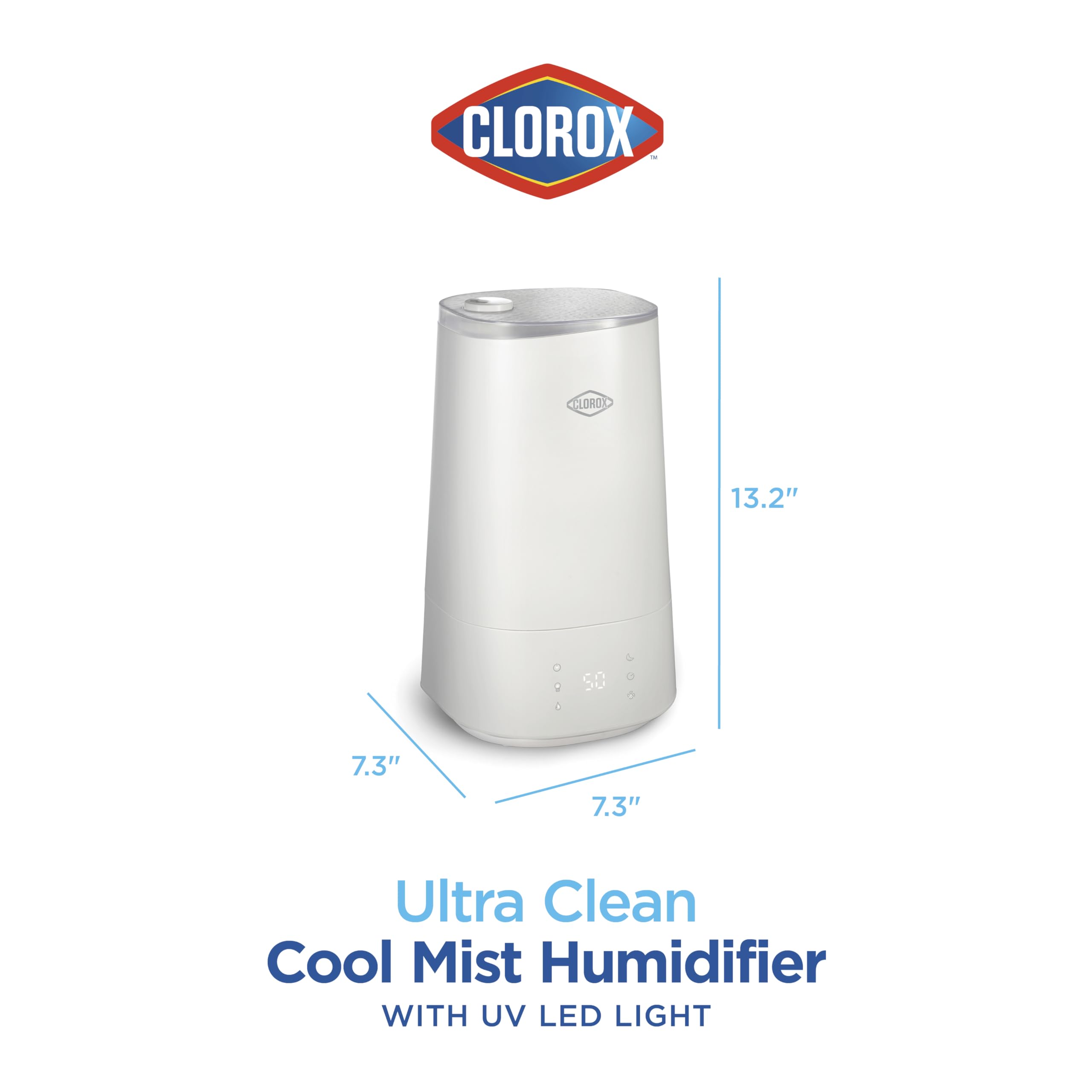 Clorox Cool Mist Humidifier with UV LED - 4L for 40H, Quiet for Bedroom