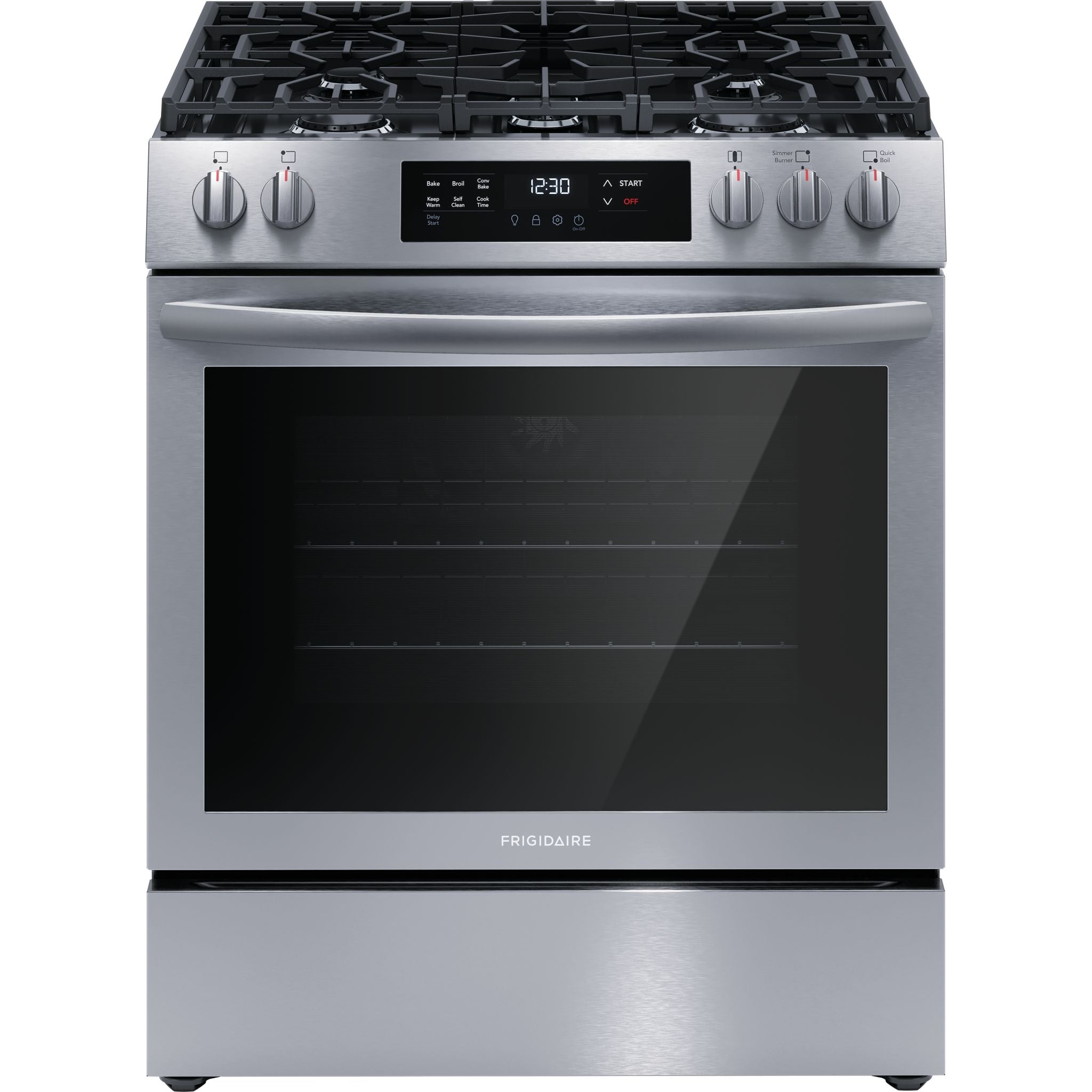 Frigidaire 30 Inch Gas Range FCFG3083AS - Stainless Steel Built-In Stove with 4 Sealed Burners - Perfect for Home Kitchen Cooking, Baking & Entertaining