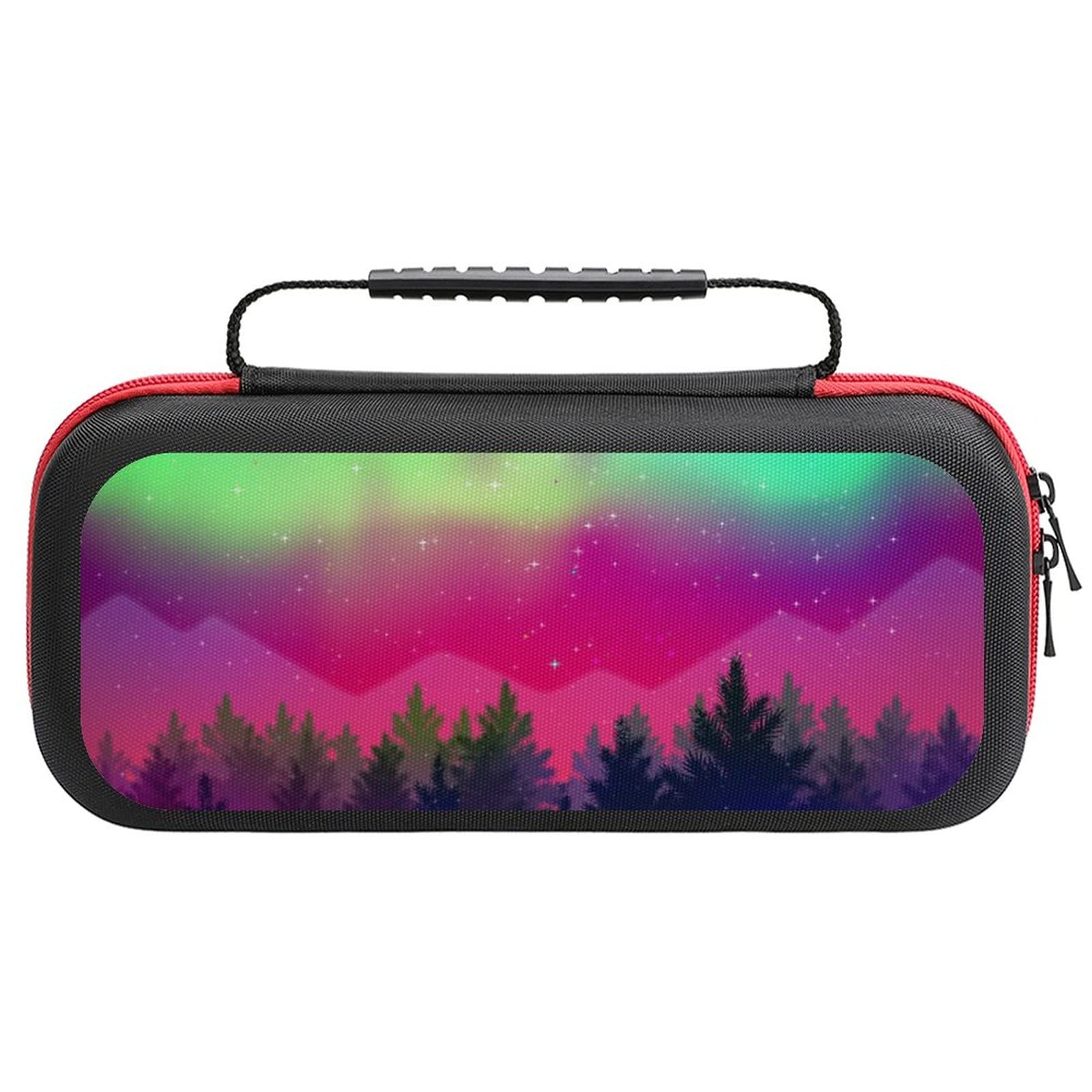 FunnyStar Northern Lights & Spruce Forest Nintendo Switch Carrying Case - Protective Shell Storage Handbag for Travel, Commuting & Gaming Accessories