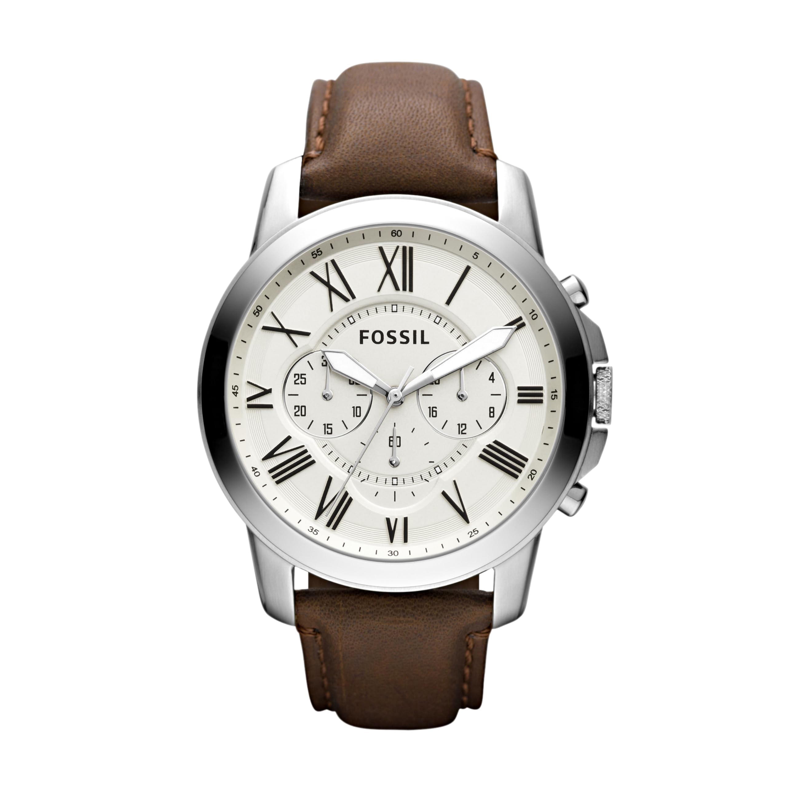 Fossil Men's Grant Quartz Chronograph Watch - Stainless Steel & Leather Strap, Water Resistant, Date Display | Perfect for Business, Casual & Formal Occasions