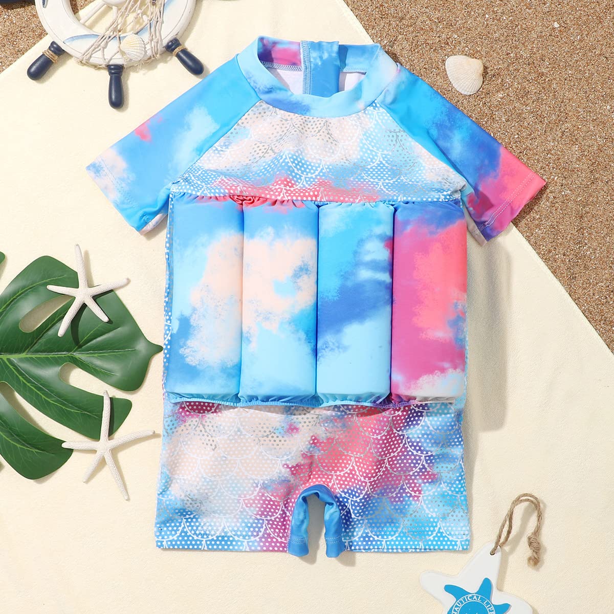 AWIBMK Kids Boys Girls One-Piece Floatation Swimsuit - UPF 50+ Sun Protection Swimwear for Toddlers 1-3 Years | Pool, Beach & Water Park Safety Swim Suit