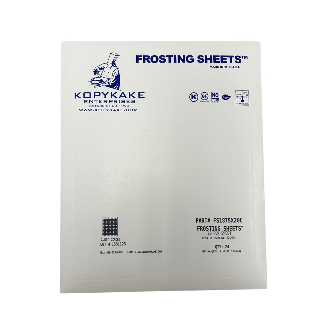 Premium Kopykake Frosting Sheets - 24 Pack White Edible Icing Paper for Cake Decorating (16 Sizes/Shapes Including 1.875