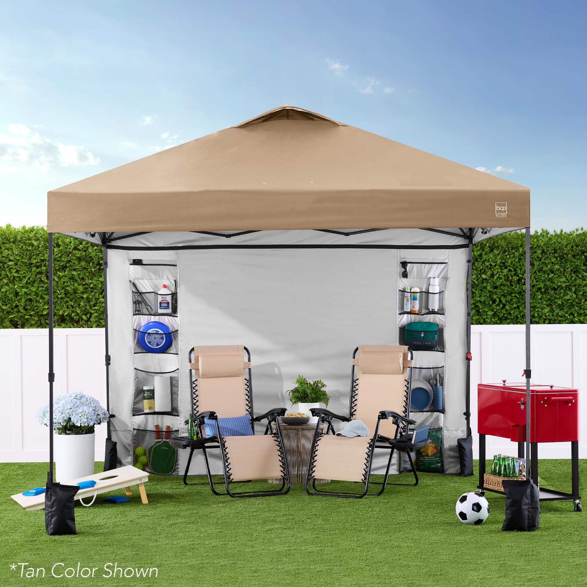 Best Choice Products 10x10ft Instant Pop Up Canopy Tent with Side Walls - 10 Storage Pockets, Portable Carry Bag, 1-Button Quick Setup, 4 Sand Weight Bags - Amethyst Purple for Outdoor Events, Camping, Beach & Backyard Parties