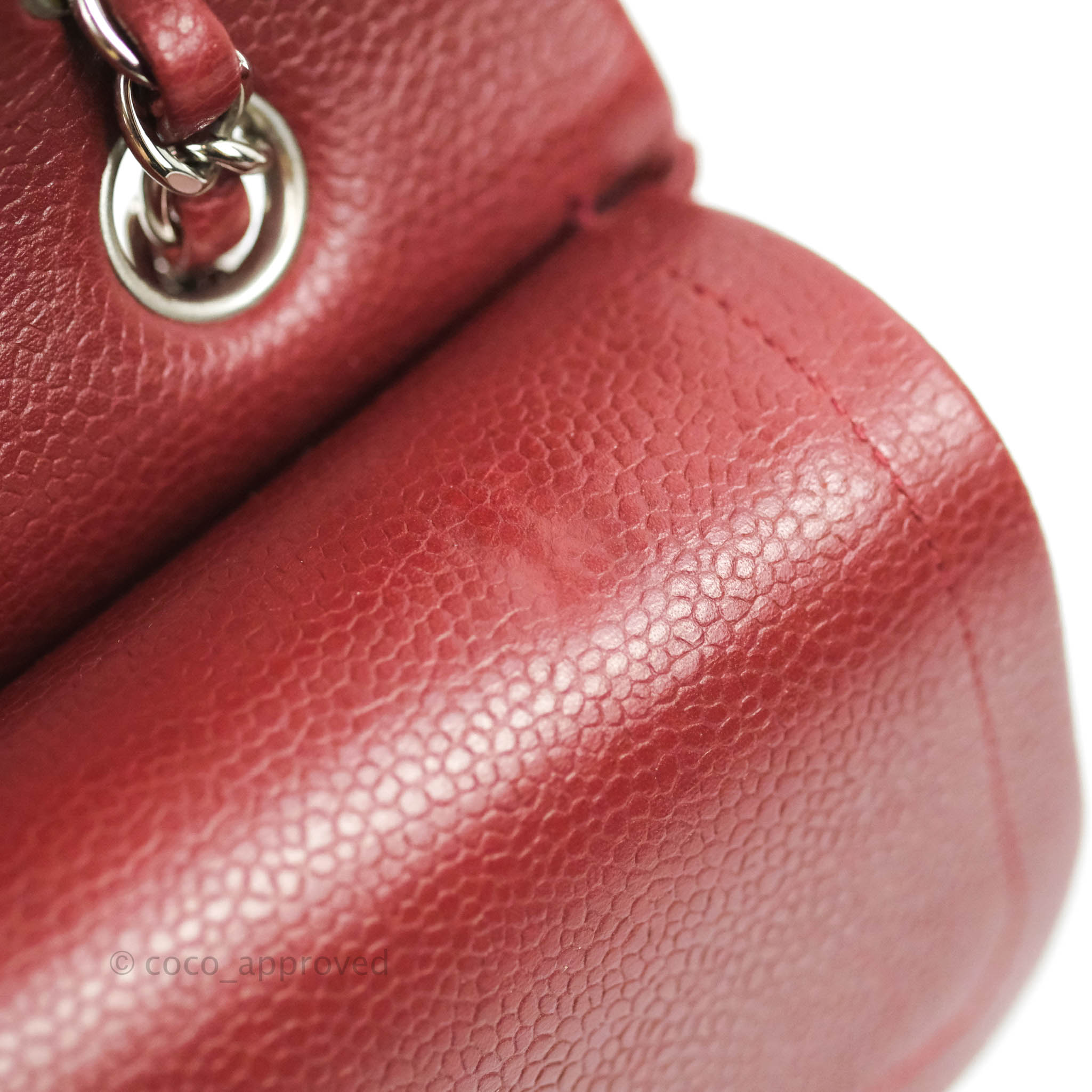 Chanel Classic Medium Double Flap Bag in Red Caviar Leather with Silver Hardware - Luxury Handbag for Women, Perfect for Parties & Special Occasions