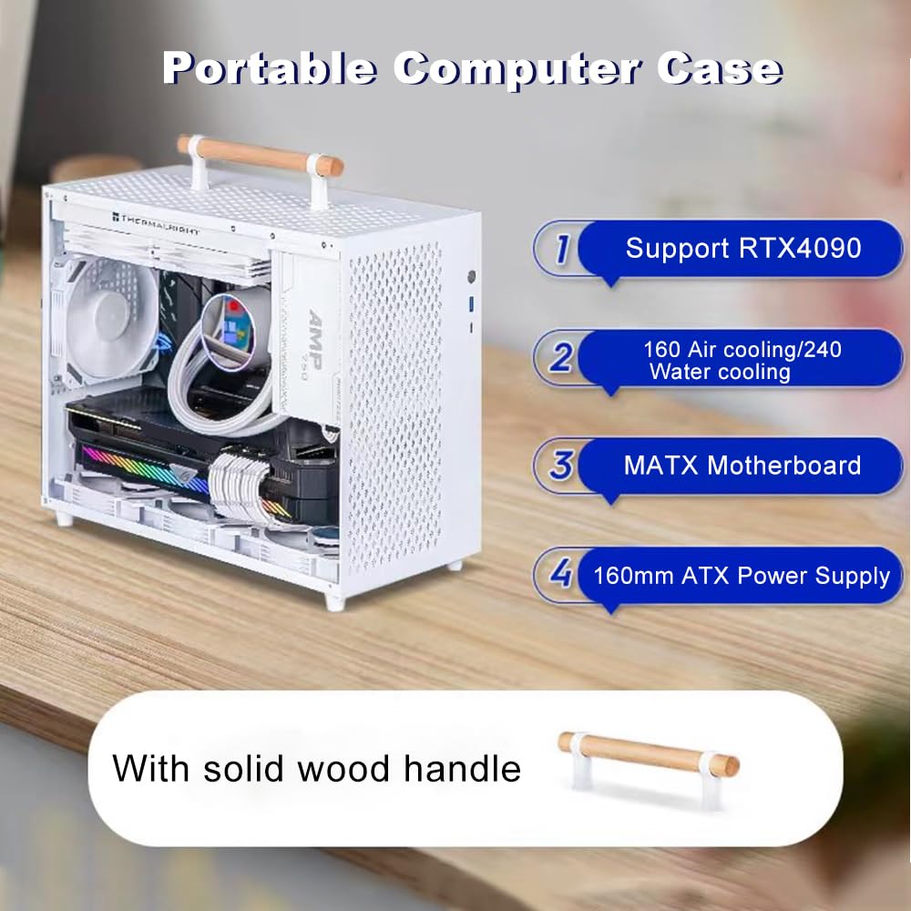 KOCAN Portable Computer Case - Cold Rolled Steel Shell PC Gaming Case for Desktop, Supports 360mm Graphics Card, ITX/MATX/ATX Motherboards & Power Supply | Perfect for Gaming Rigs, Home Office & Compact Workspaces