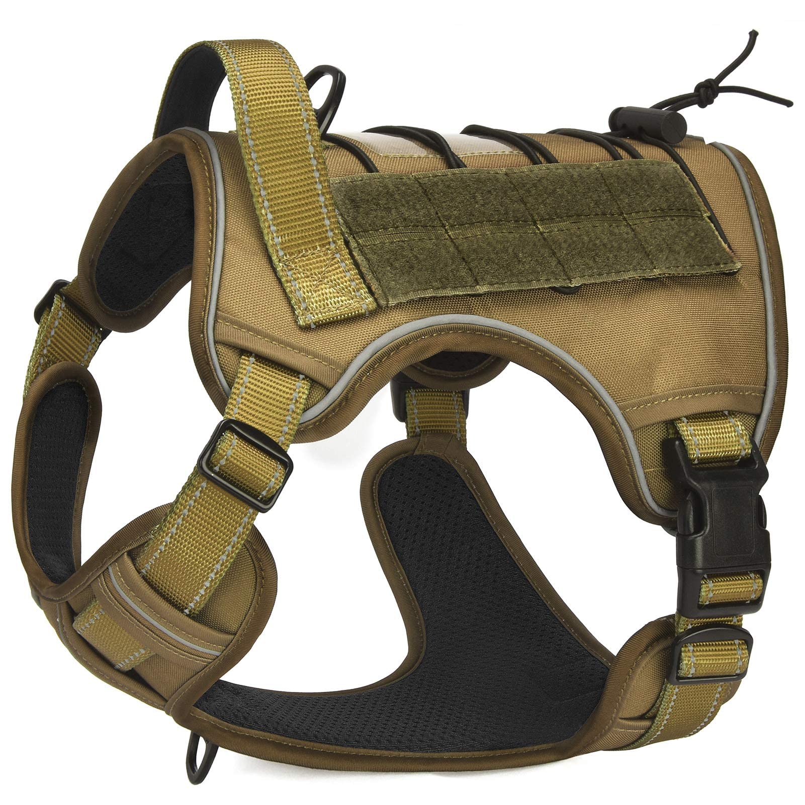 **Tactical Dog Harness No Pull Adjustable for Small Medium Large Dogs - Reflective Pet Vest for Training & Easy Control - Perfect for Outdoor Hiking, Running & Working (Size L: Neck 20-30