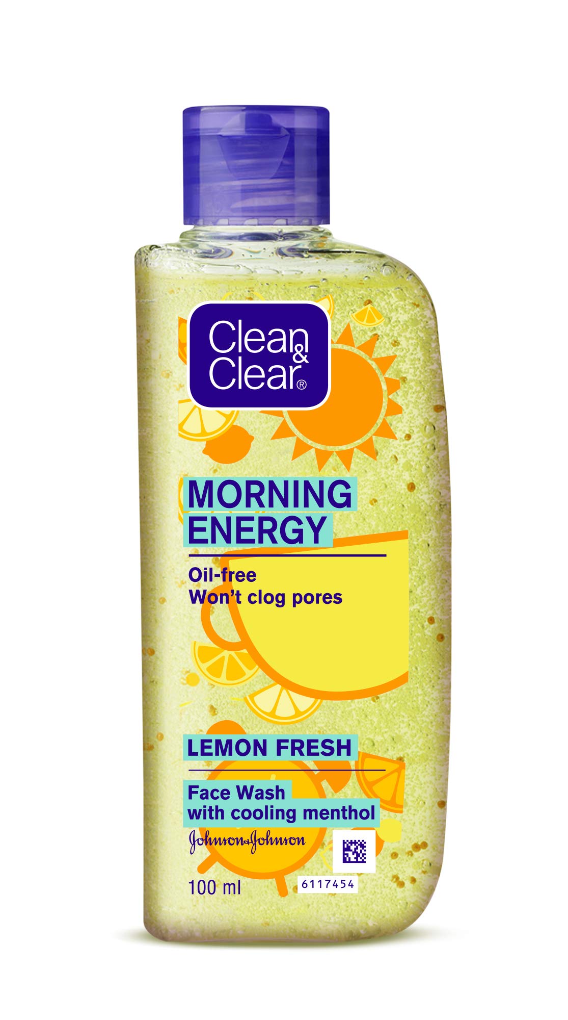 Clean & Clear Morning Energy Lemon Fresh Facial Cleanser - 100ml for Oily & Acne-Prone Skin | Refreshing Morning Skincare Routine