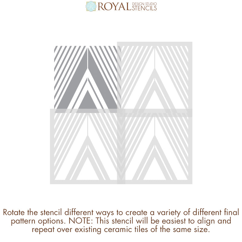 Premium On Point Diamonds Tile Stencil Kit - Reusable DIY Mosaic & Floor Pattern Template for Home Decor, Bathroom, and Kitchen Renovation Projects