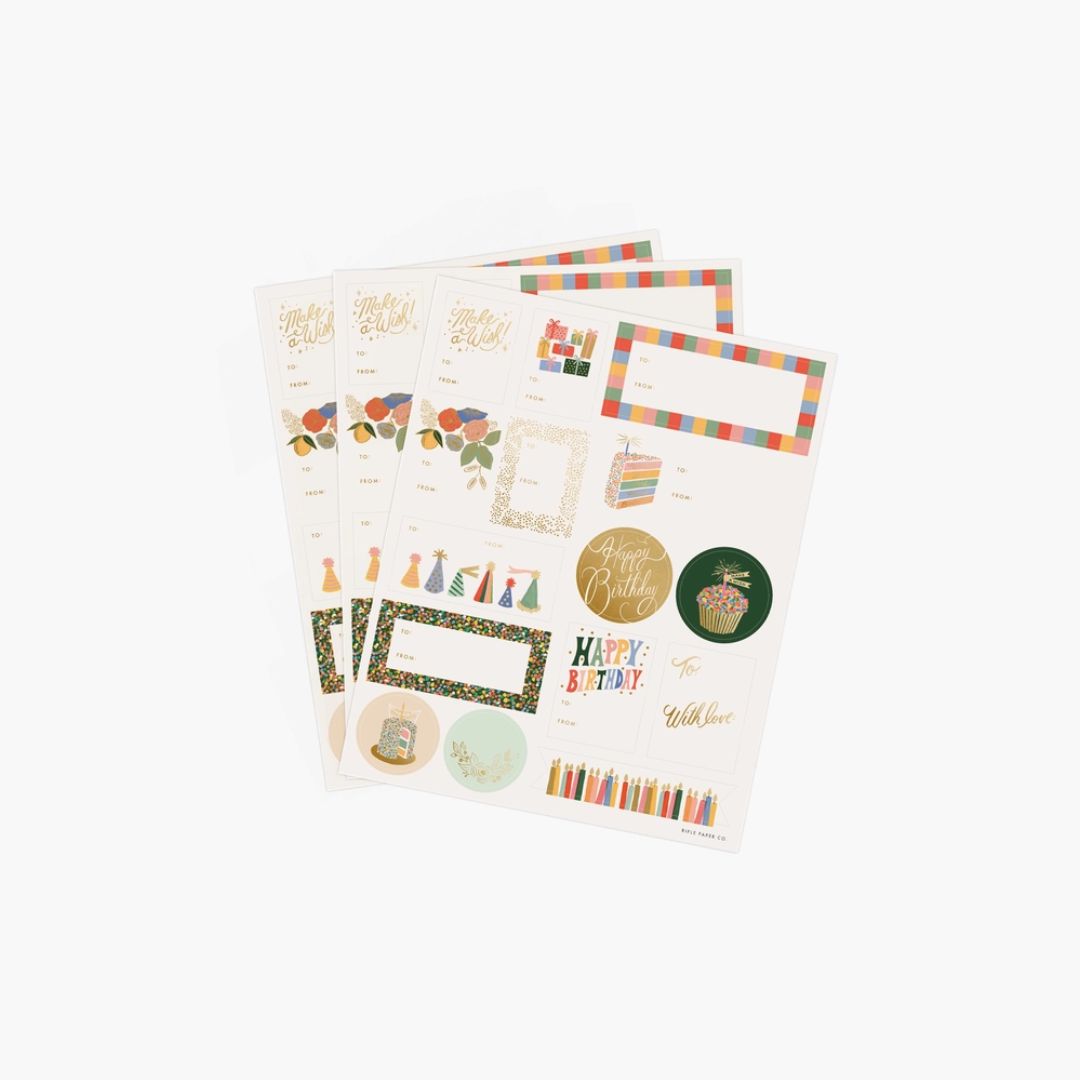 Birthday Cake Gift Stickers - Pack of 3 - Perfect for Party Decorations, Scrapbooking & DIY Greeting Cards