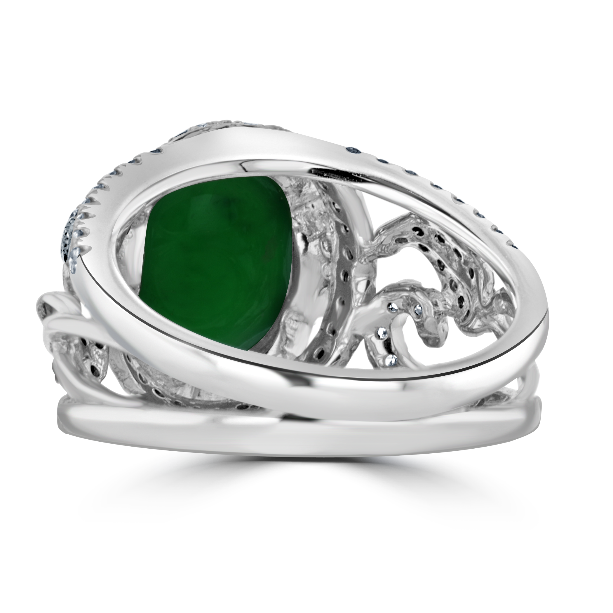 18KT Gold 4.25CT Jade, 0.36CTW Tsavorite & 0.64CTW Diamond Ring for Women - Elegant Jewelry Gift for Anniversary, Wedding & Special Occasions