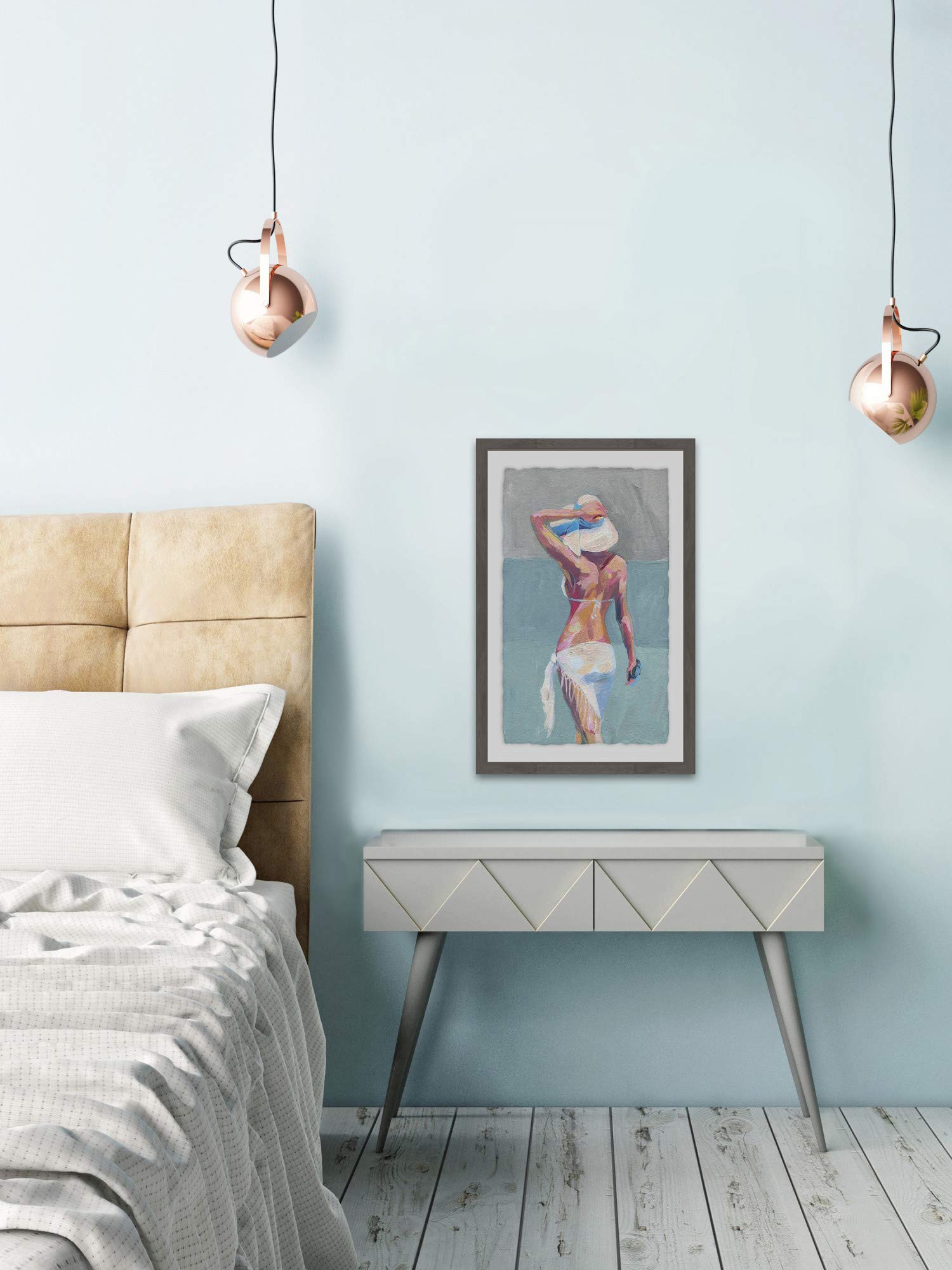 Handmade Beach Fashionista Framed Print 24x36 - Coastal Wall Art Decor for Living Room, Bedroom & Office - Marmont Hill