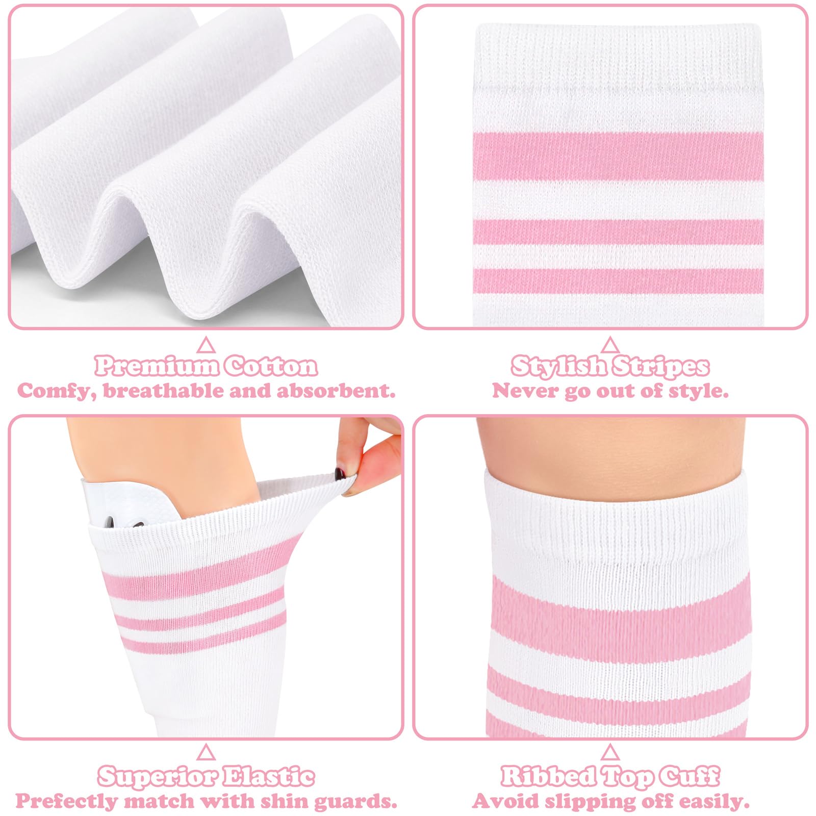 4 Pairs Toddler Soccer Socks - Breathable Cotton Youth Athletic Socks for Boys & Girls - Perfect for Soccer, Baseball, Softball & Sports Training