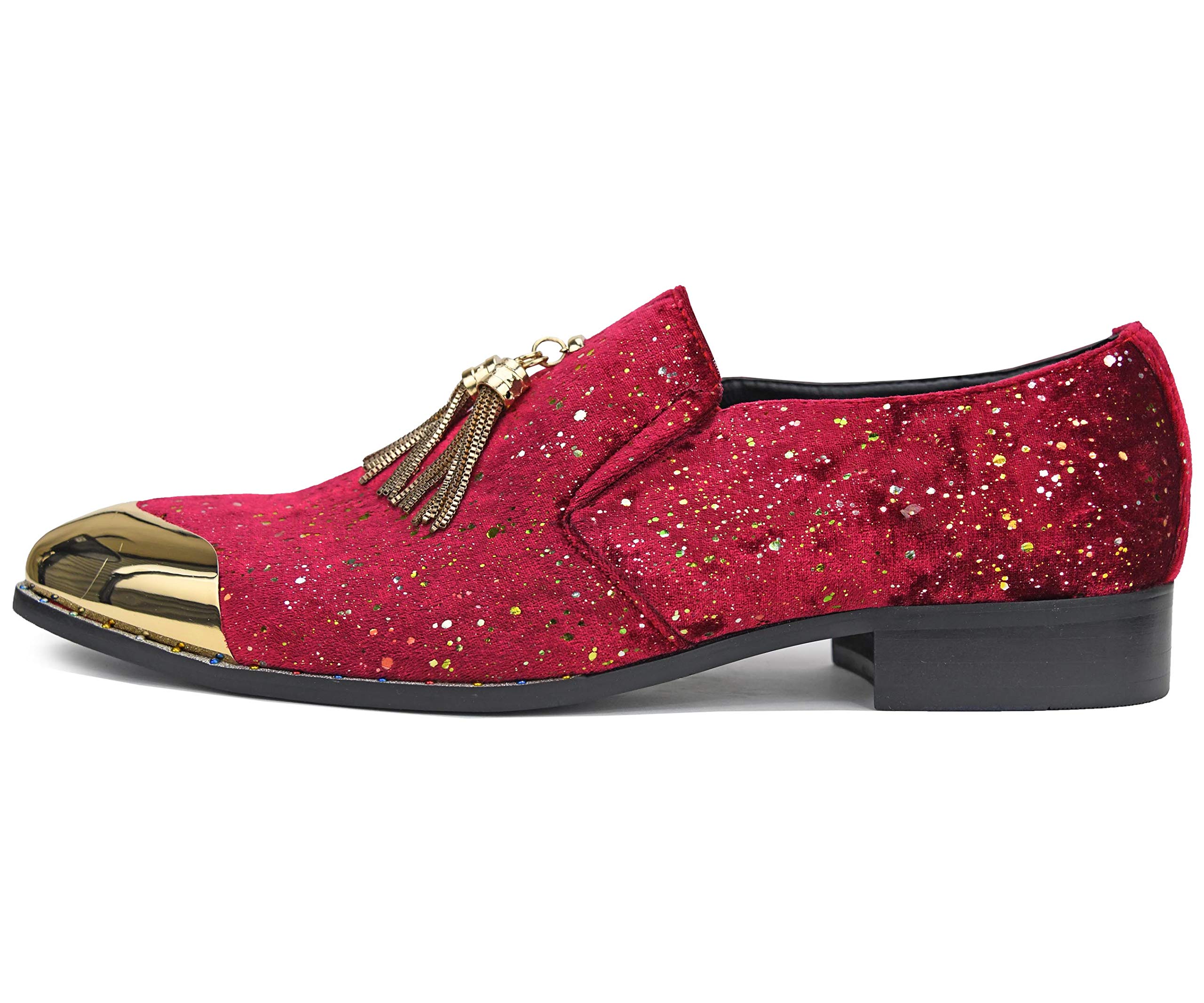Premium Men's Loafers & Slippers - Velvet Tuxedo Dress Shoes with Gold Chain Tassel & Metal Tip - Comfortable Slip-On Casual Shoes for Men - Perfect Gift for Weddings, Parties & Formal Events