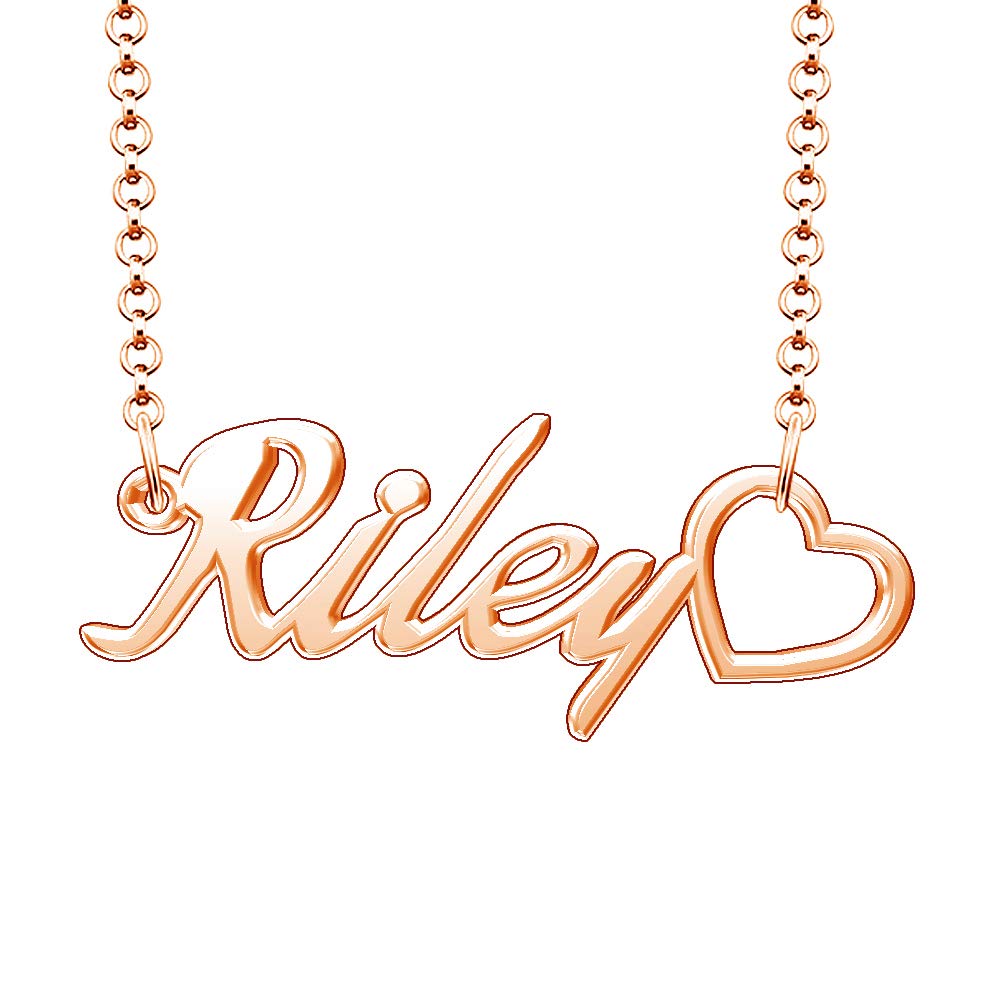 Personalized Rose Gold Plated Heart Name Necklace - Custom Engraved Jewelry Gift for Women, Best for Anniversary, Valentine's Day & Birthday Presents
