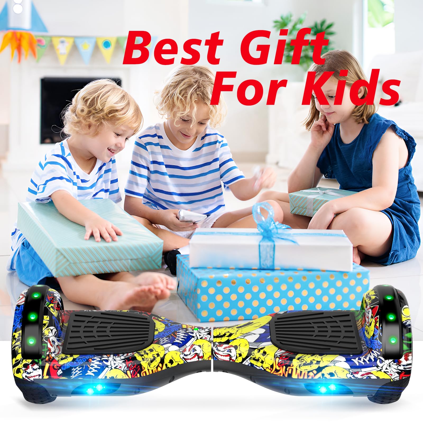 Self-Balancing Hoverboard Scooter with Bluetooth & LED Lights - 6.5