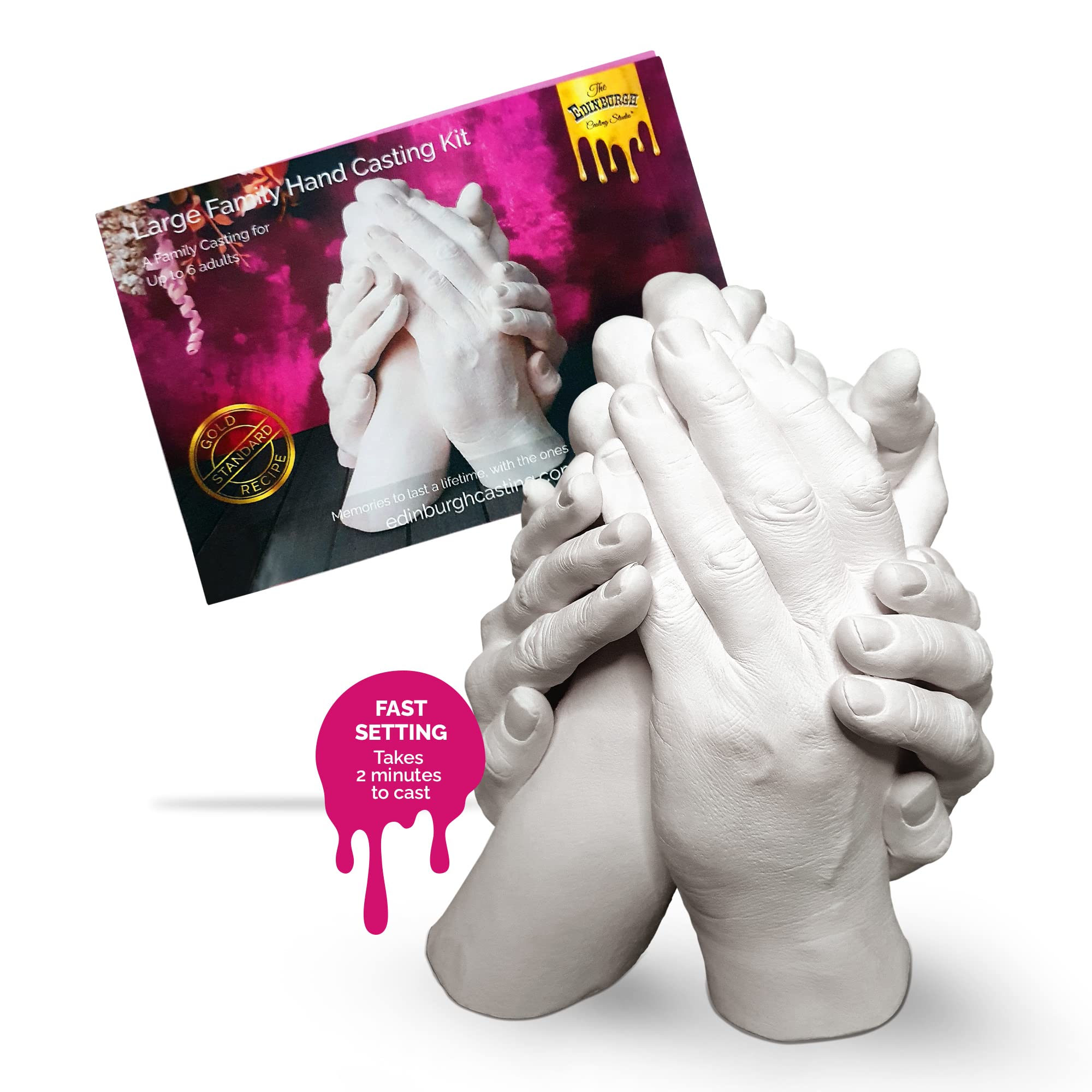 XL Family Hand Casting Kit for 4-6 People - DIY Lifelike Hand Sculpture for Wedding Anniversary, Family Reunion & Mother's Day Gifts - Create Lasting Memories with 3D Hand Mold Keepsake - Perfect for Home Decor & Special Occasions
