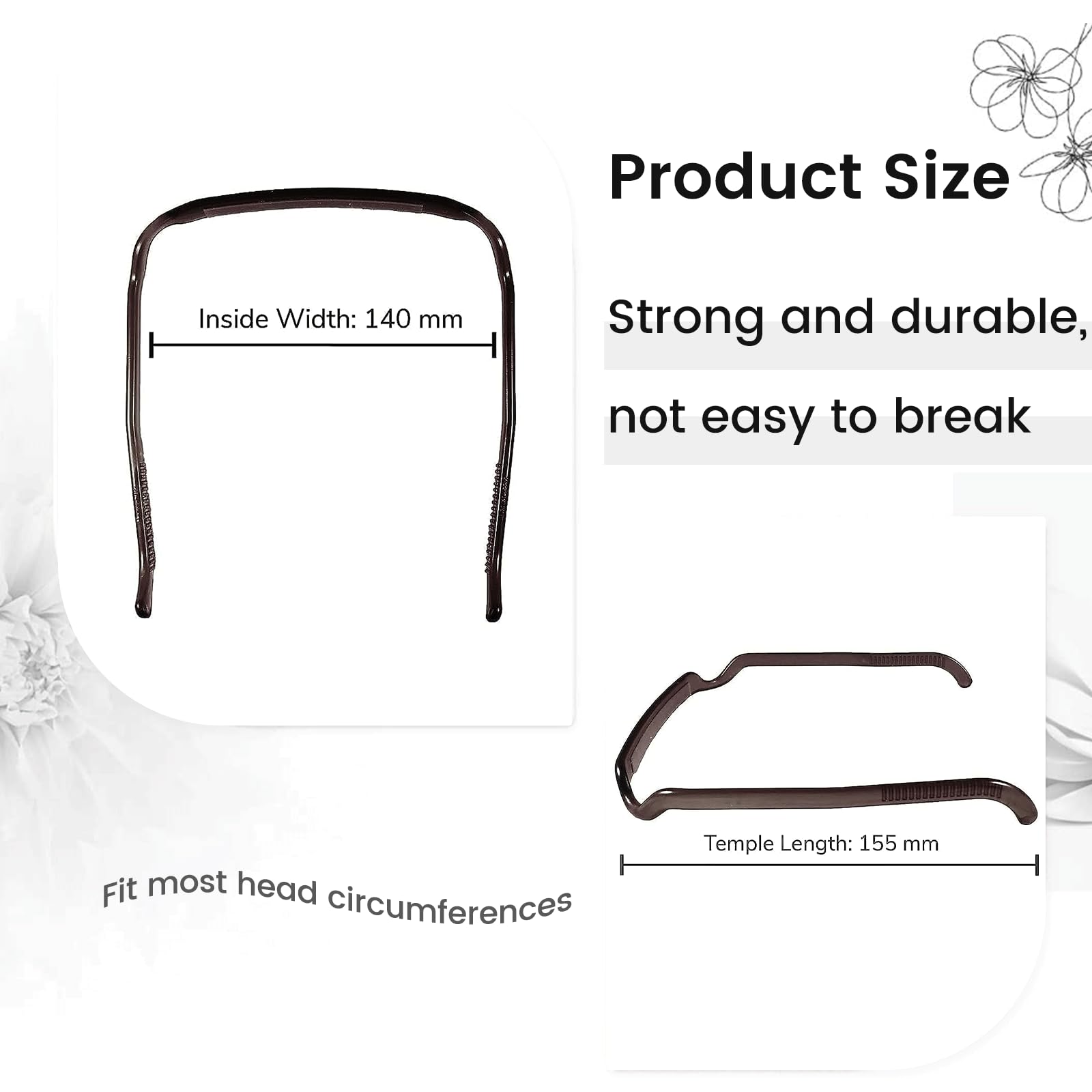 3 Pack Invisible Thick Hair Bands for Women & Men - Curly Headband Like Sunglasses, Hair Hoop Accessories for Volume & Style (Brown) | Perfect for Workouts, Yoga, Sports & Everyday Fashion