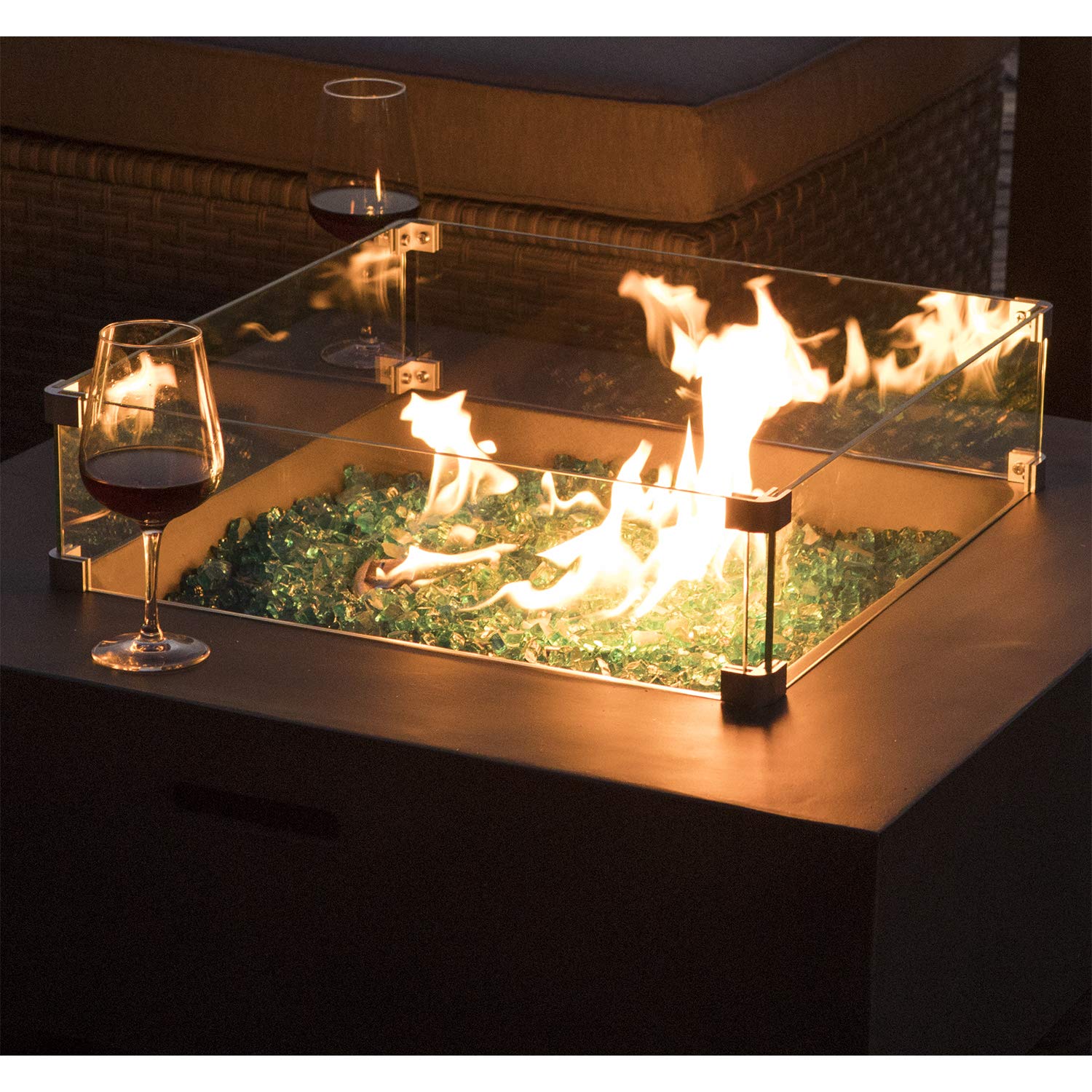 Premium Tempered Glass Wind Guard for Fire Pit - 21.5