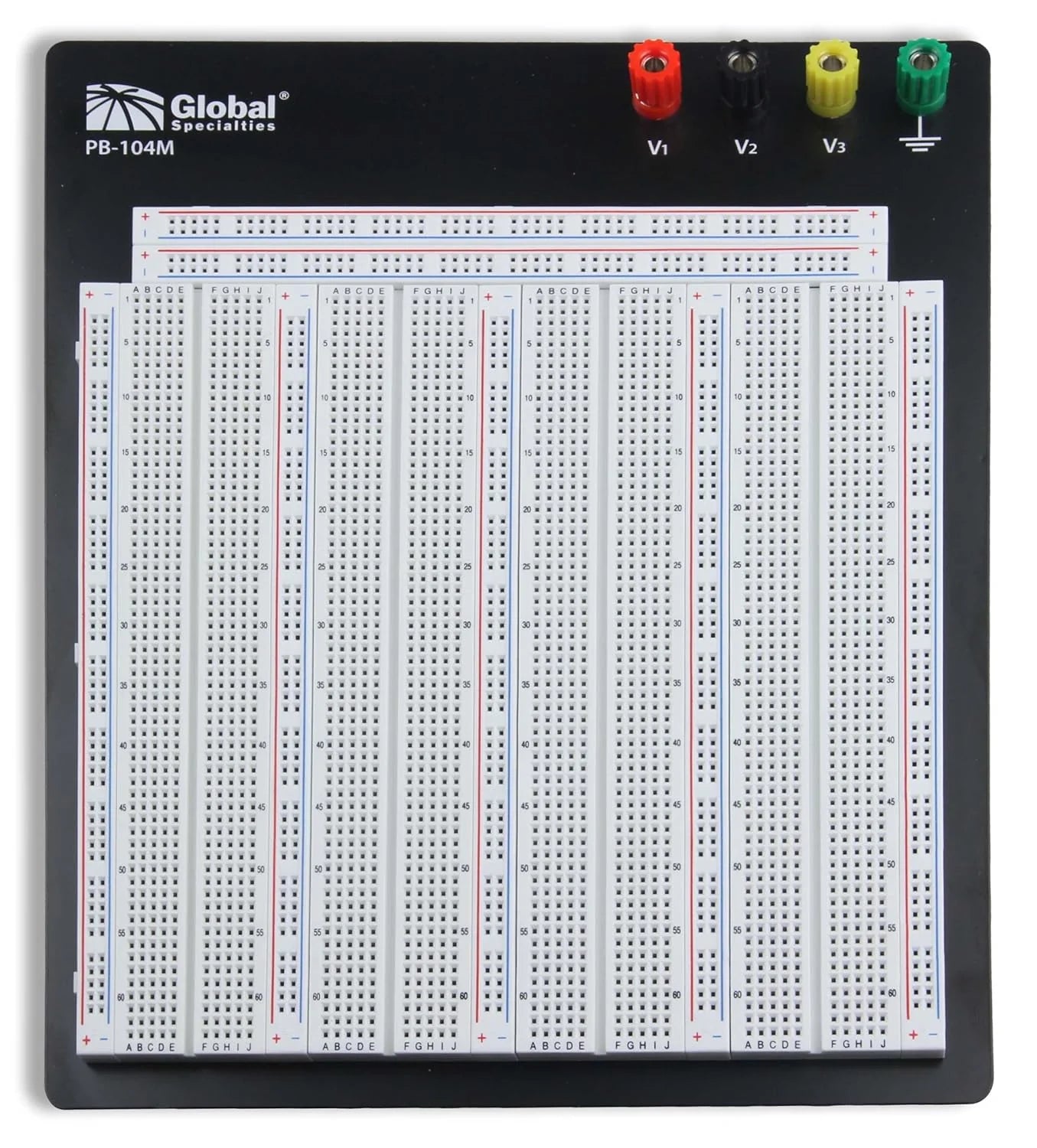 Global Specialties 3220 Solderless Breadboard - 3220 Tie Points, 4 Binding Posts, External Power Supply (PB 104M) for Electronics Prototyping, DIY Projects & Circuit Testing