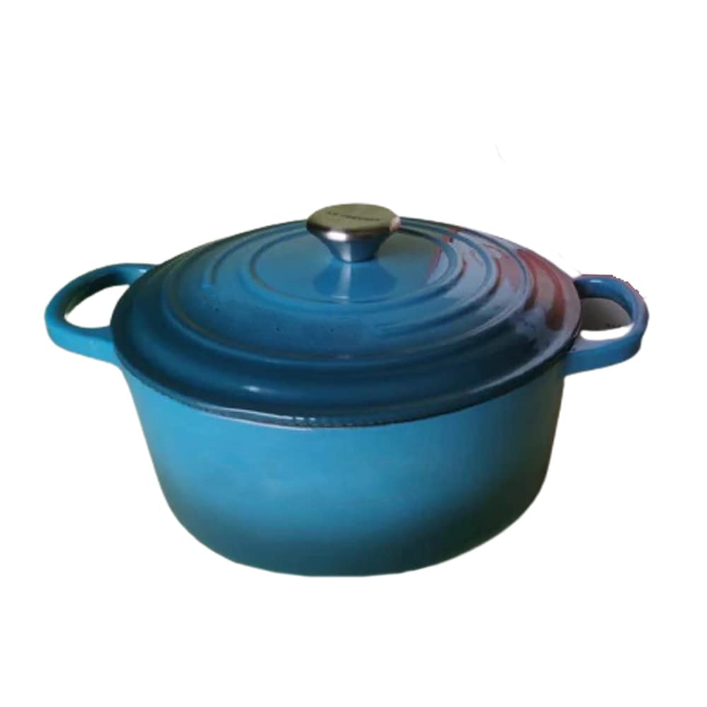 AIBAB Enameled Cast Iron Dutch Oven - 24cm Navy Blue Braising Pan with Non-Stick Coating, Excellent Heat Retention & Even Cooking for Stovetop, Oven & Campfire - Perfect for Soups, Stews, Bread Baking & Outdoor Cooking