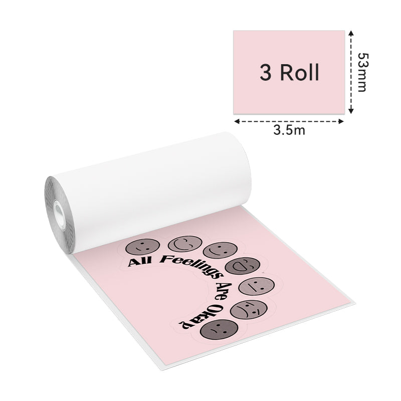 Phomemo 53mm Pink/Blue/Purple Thermal Sticker Paper Rolls - 20 Year Lasting for M02/M02S/M02Pro/M03/M04S/M04AS/M832/P2S3 - Perfect for Shipping Labels, Receipts & Barcode Printing