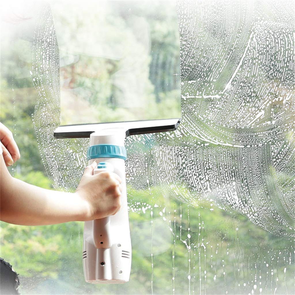 Electric Shower Squeegee with Spray Head - Water Vacuum Cleaner for Bathroom Mirror, Window & Car Glass - Fast Drying Rubber Wiper Tool for Home and Auto Cleaning
