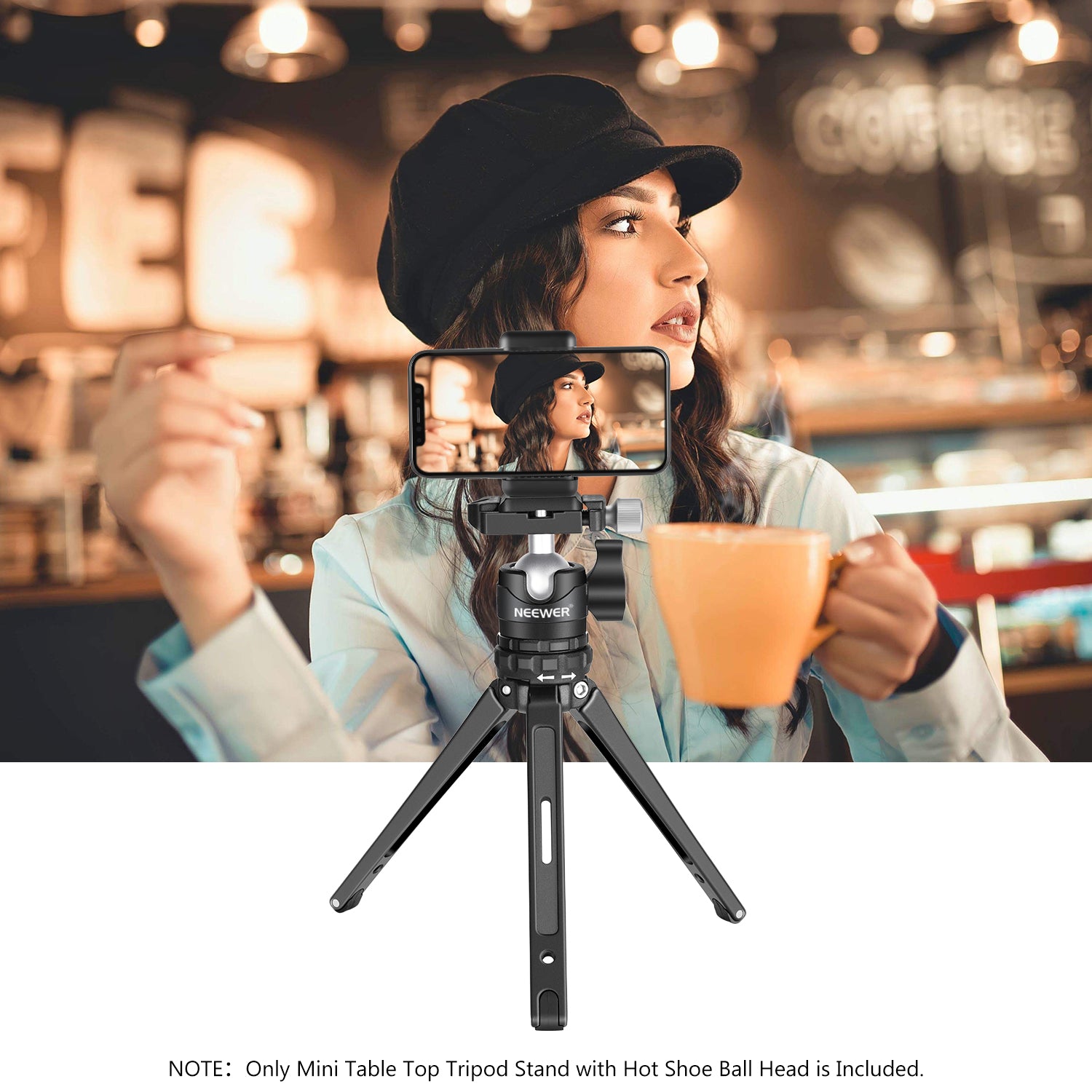 NEEWER Metal Portable Desktop Mini Tripod Stand for Camera, Phone, and Webcam - Perfect for Vlogging, Live Streaming, and Photography