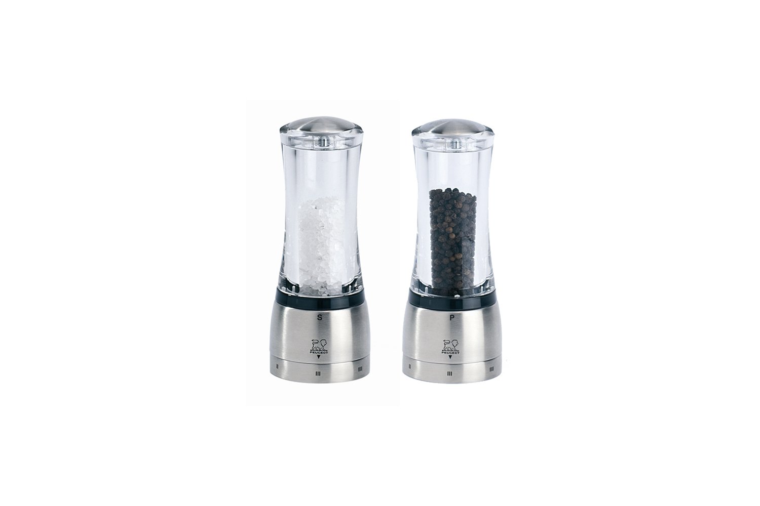 Peugeot Daman 6.5 Inch Acrylic Salt and Pepper Grinder Set - Adjustable Coarseness - Modern Kitchen Essential for Seasoning, Cooking & Dining Table Decor