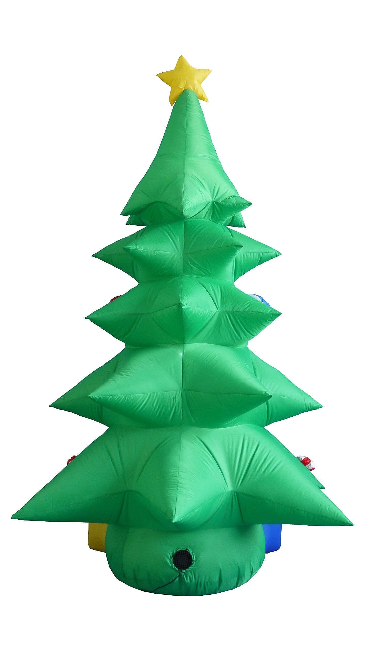 12ft Inflatable Santa Claus with Gift Bag & Bear + 8ft Inflatable Christmas Tree with Gift Boxes - Outdoor Christmas Party Decorations for Yard, Lawn, Home, and Holiday Celebrations
