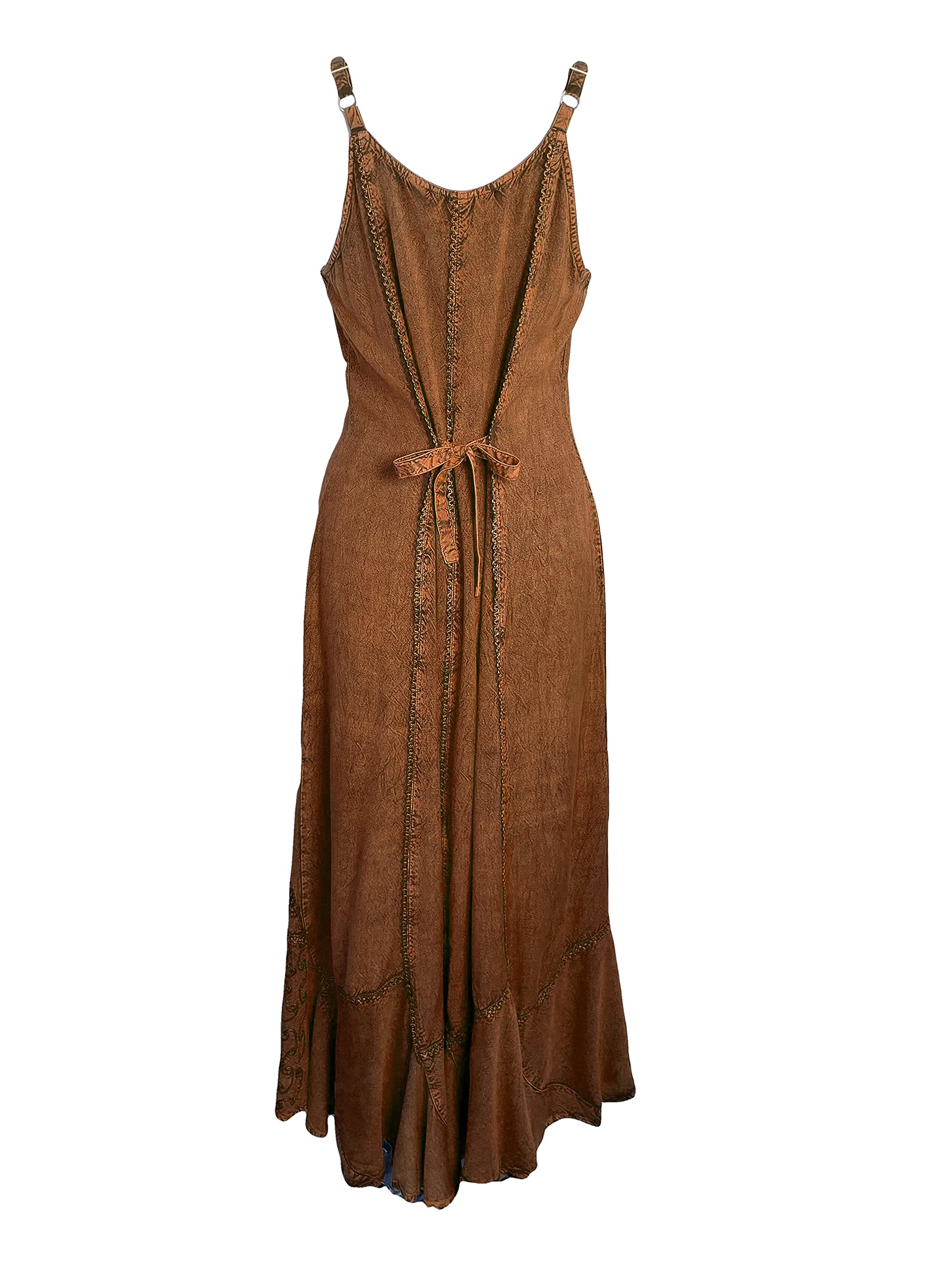 Agan Traders Women's 2025 Spring Summer Bohemian Medieval Long Maxi Dress with Spaghetti Straps | Flowy Beach Dress for Vacation, Music Festival & Romantic Date Nights