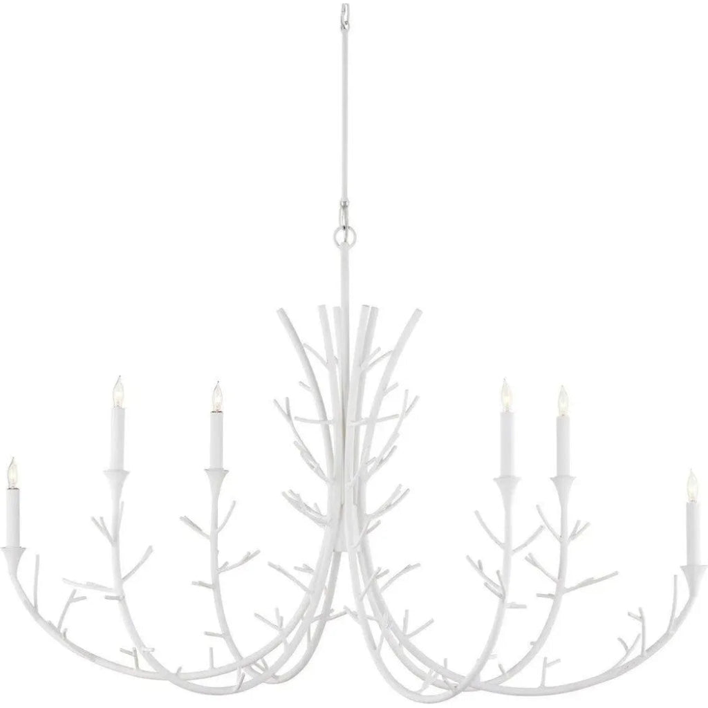 30 Inch Twiggy Oval Iron White Chandelier - Elegant Farmhouse Lighting for Dining Room, Bedroom, or Entryway